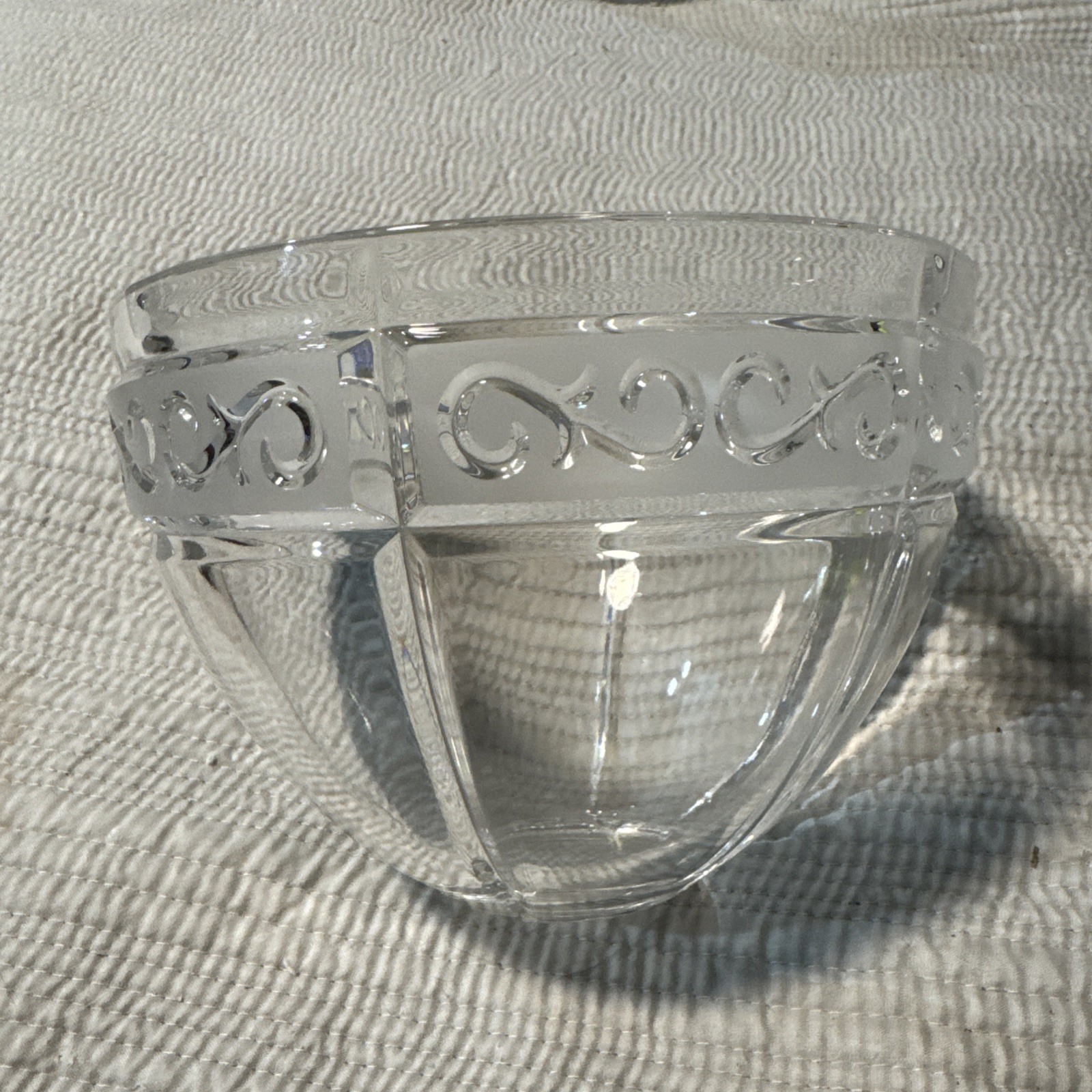 MARQUIS by Waterford Crystal Bowl 7″ x 5″ Frosted Details Art Deco