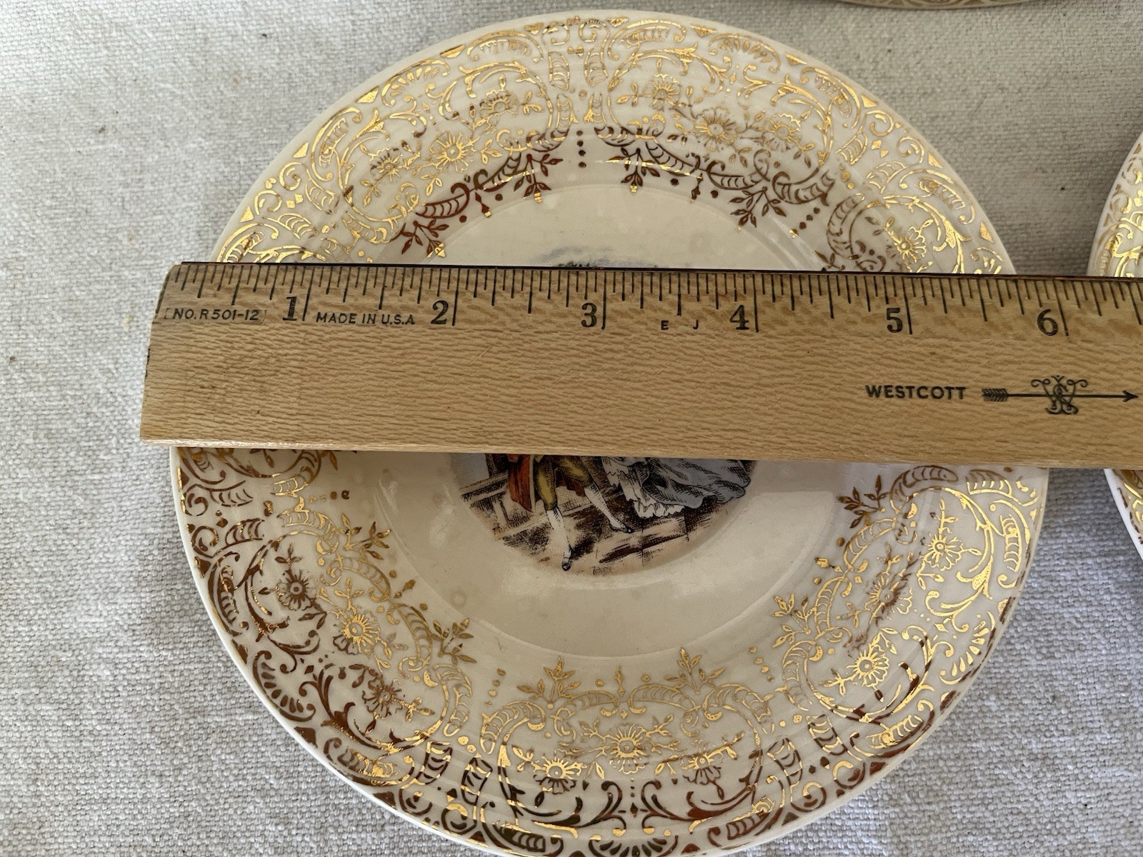 American Limoges Triumph China D’or 22K Gold Bread Plate Vintage Lot of 3
