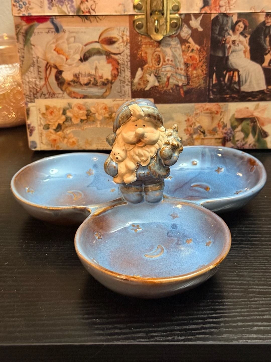 International Bazaar Ceramic Three-Section Divided Trinket Dish