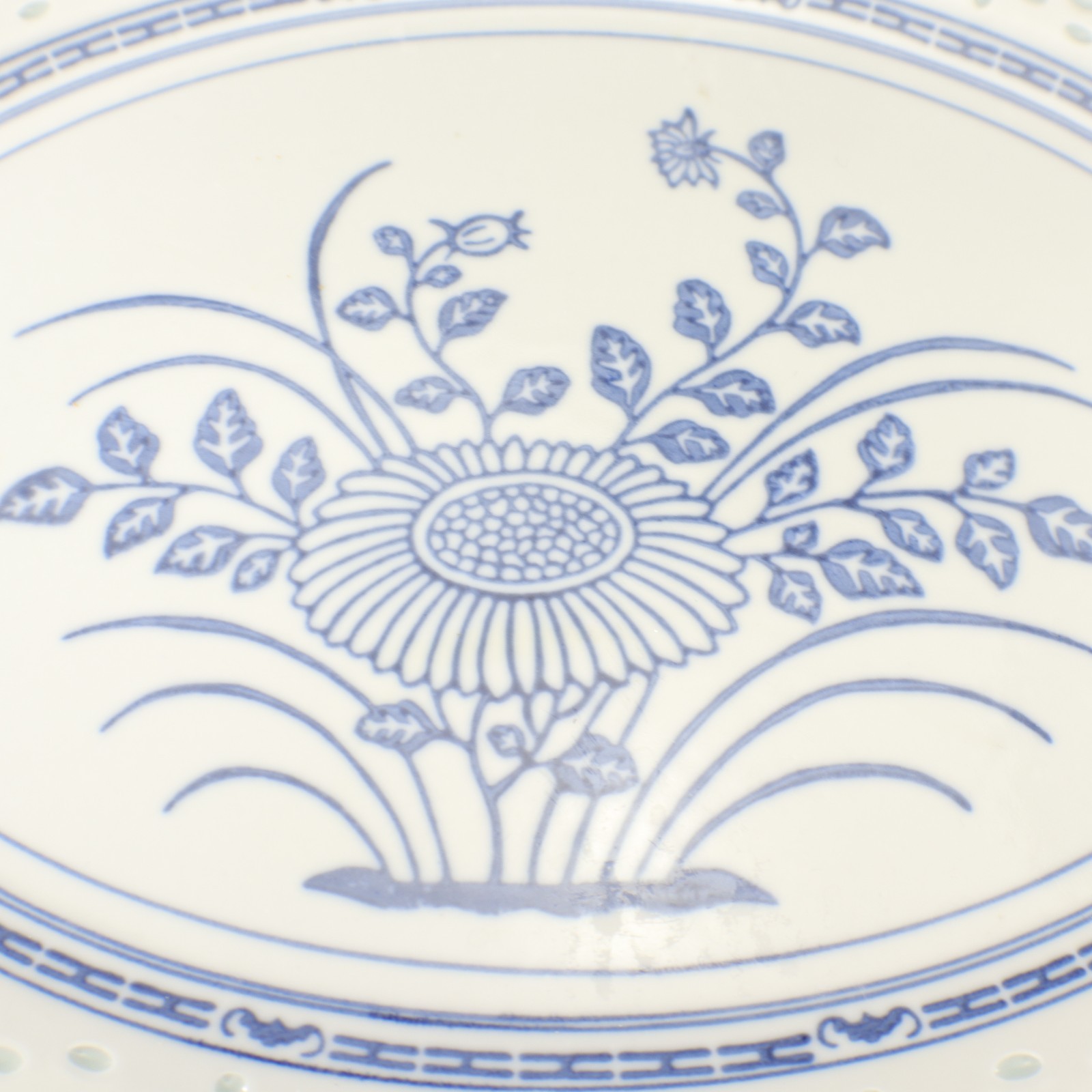 Tienshan Rice Flower Large SERVING PLATTER 15.5 x11″ Blue White Translucent Vtg