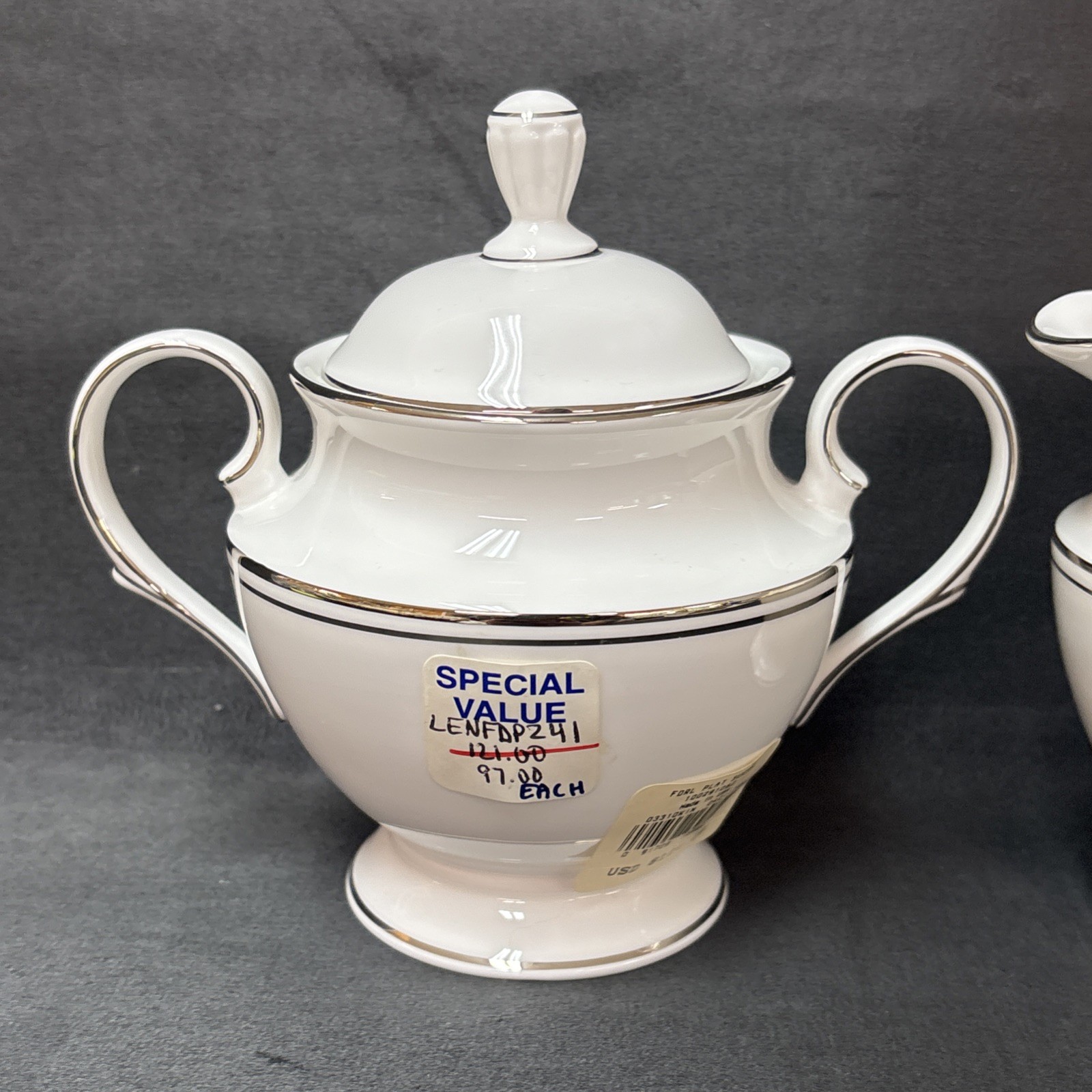 Lenox FEDERAL PLATINUM Creamer and Sugar Bowl with Lid Set ~ Still with Tags!