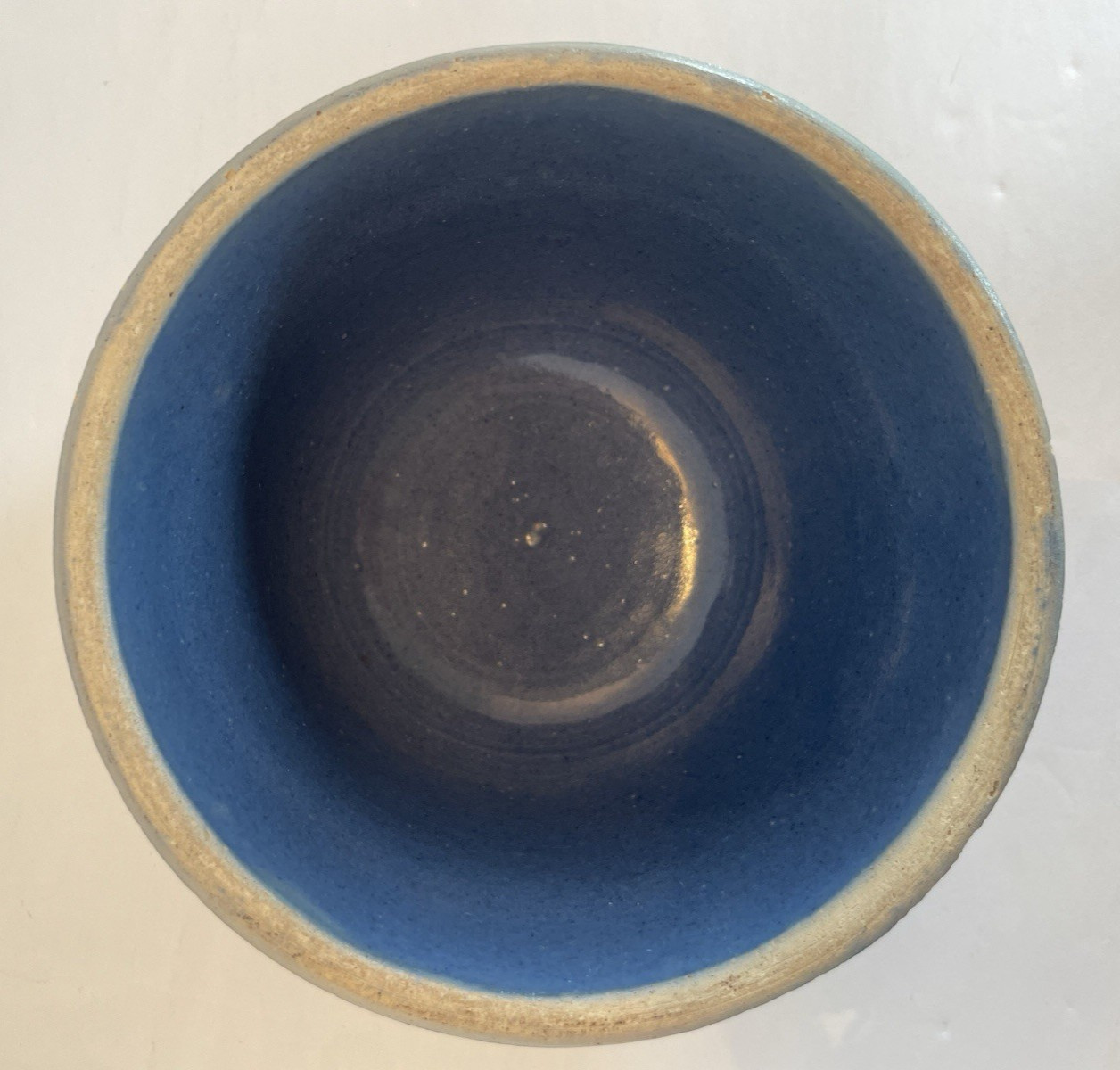Vintage – Lt & Dk Blue & Burgundy Stoneware Set of 3 Bowls – 5, 5 1/8, 5 1/4 Dia