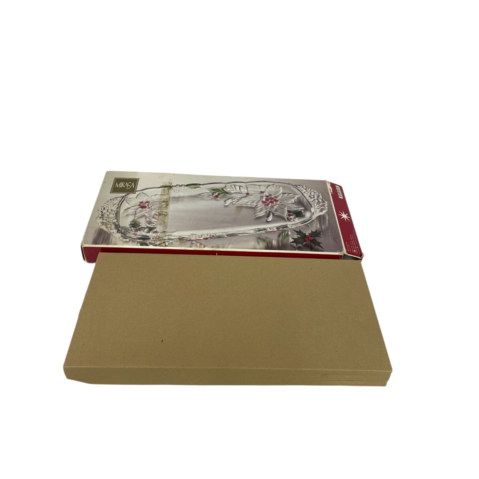 Milkasa Holiday Bloom Canape Clear Glass Serving Tray 15.5 Inches