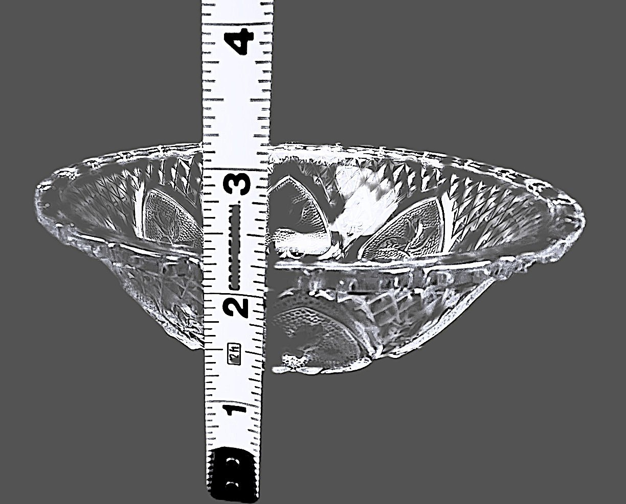 Serving Bowl / Candy Dish KIg Clear Glass Fleur de Lis Roses Hearts Vintage