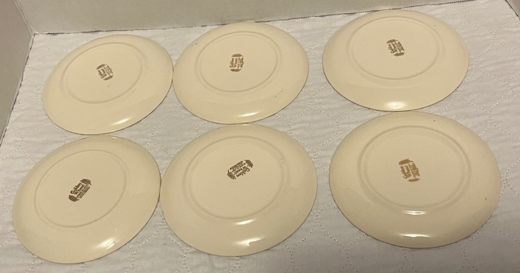 Homer Laughlin Golden Wheat Plates 22K Gold Trim 6″ Dessert / Bread Set Of Six 2