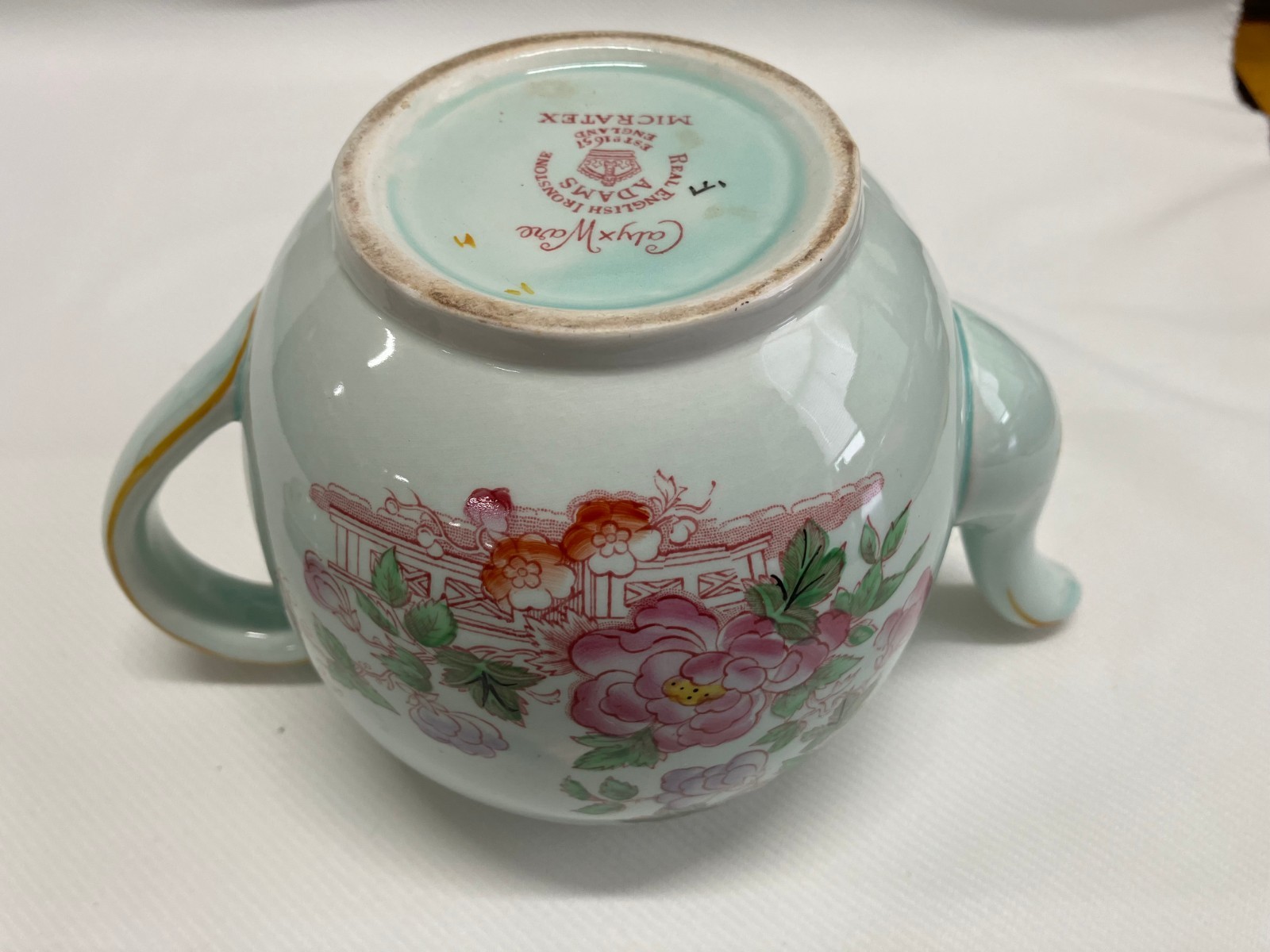 Vintage Calyx Ware Metz Pattern 6.5 in Teapot with Lid Ironstone Adams England