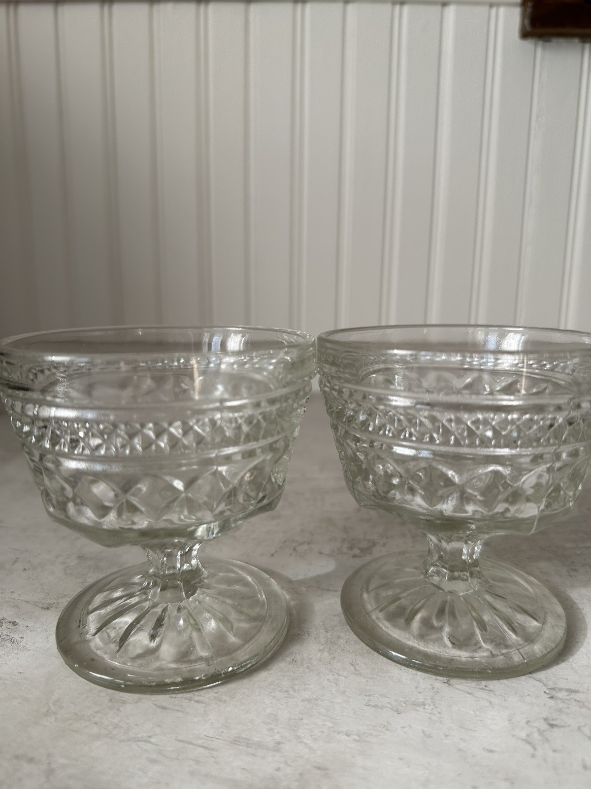 Set of 4 Anchor Hocking Wexford Clear Glass Dessert Cups Sherbet Dishes Vintage