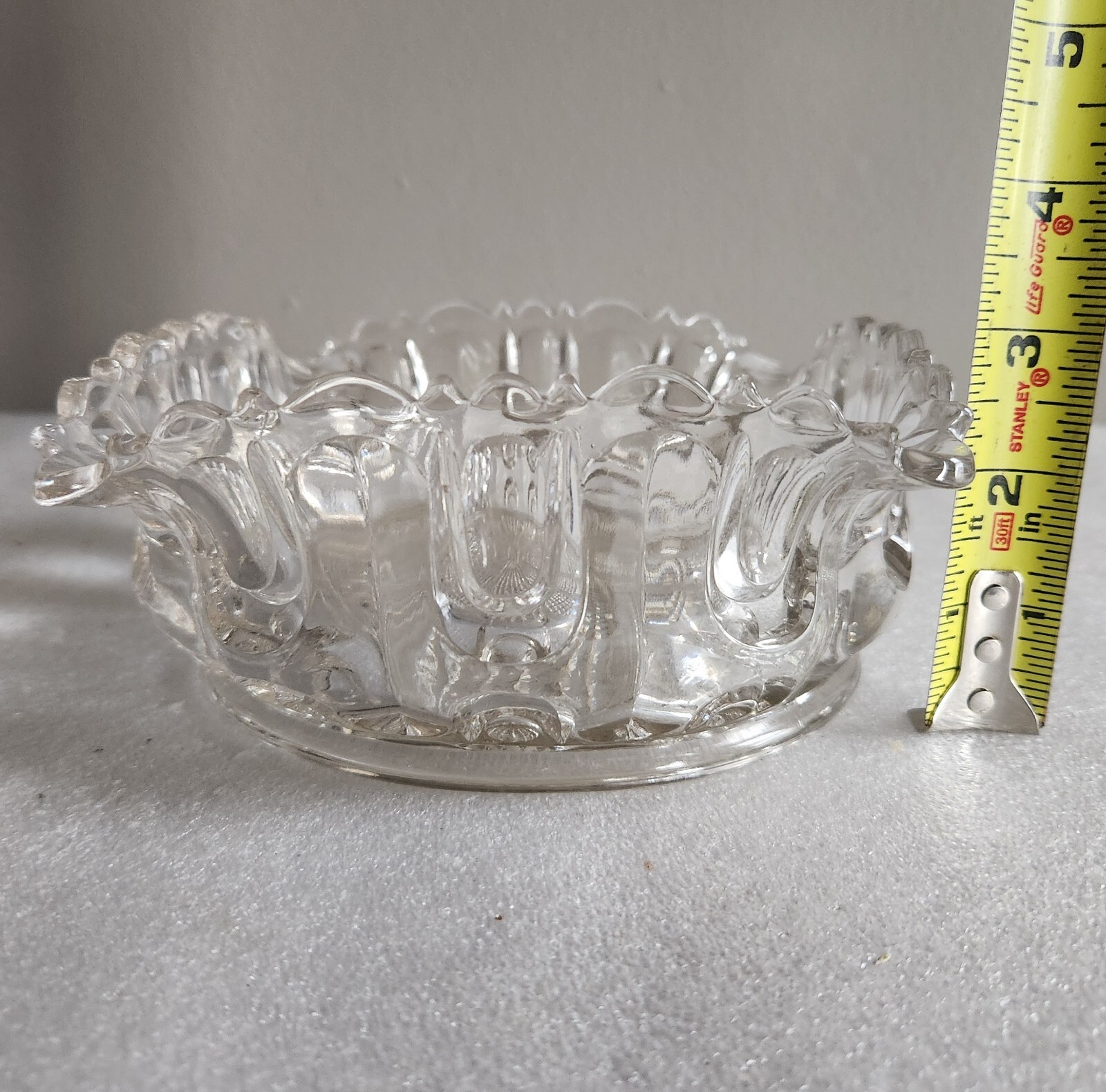 Vintage Clear Glass Bowl or Deep Dish with Fluted Top • 6¼”×6¼”×2⅞”