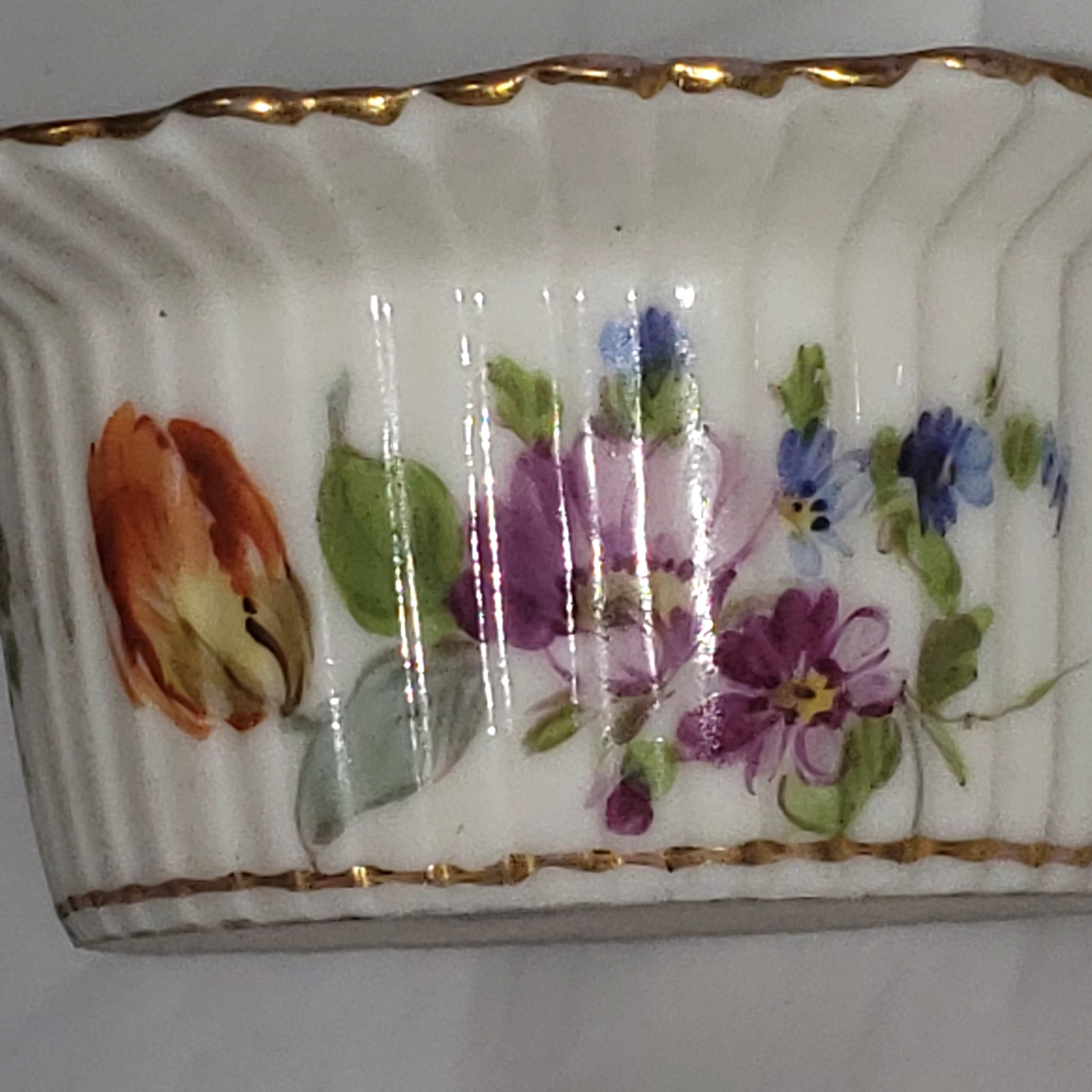 1890’s Richard Klemm RK Dresden Hand Painted Floral Ramekin 3″