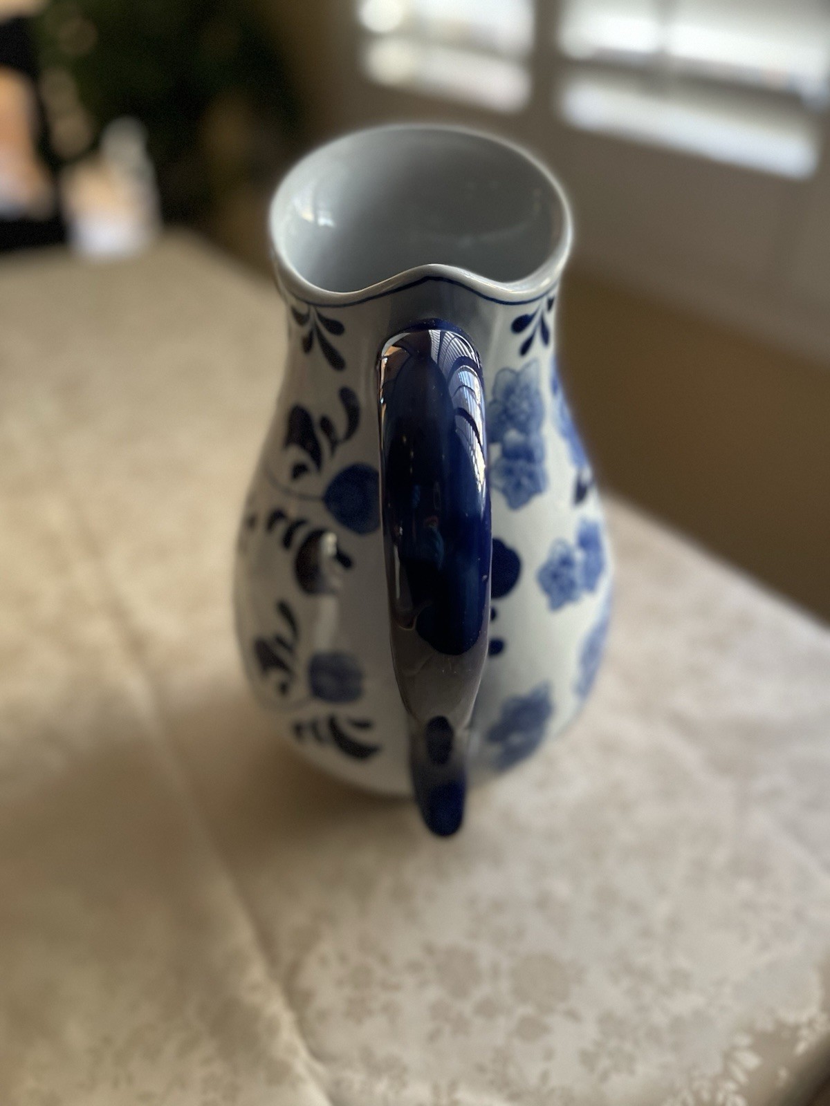 Vintage Blue and White Pitcher / Vase