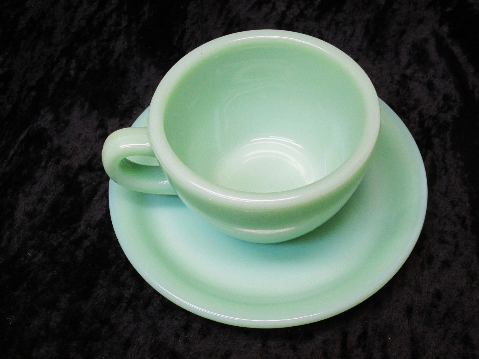 Fire-King Jade-ite Restaurant Ware #G319 Cup & #G295-6″ Saucer Mint NOS
