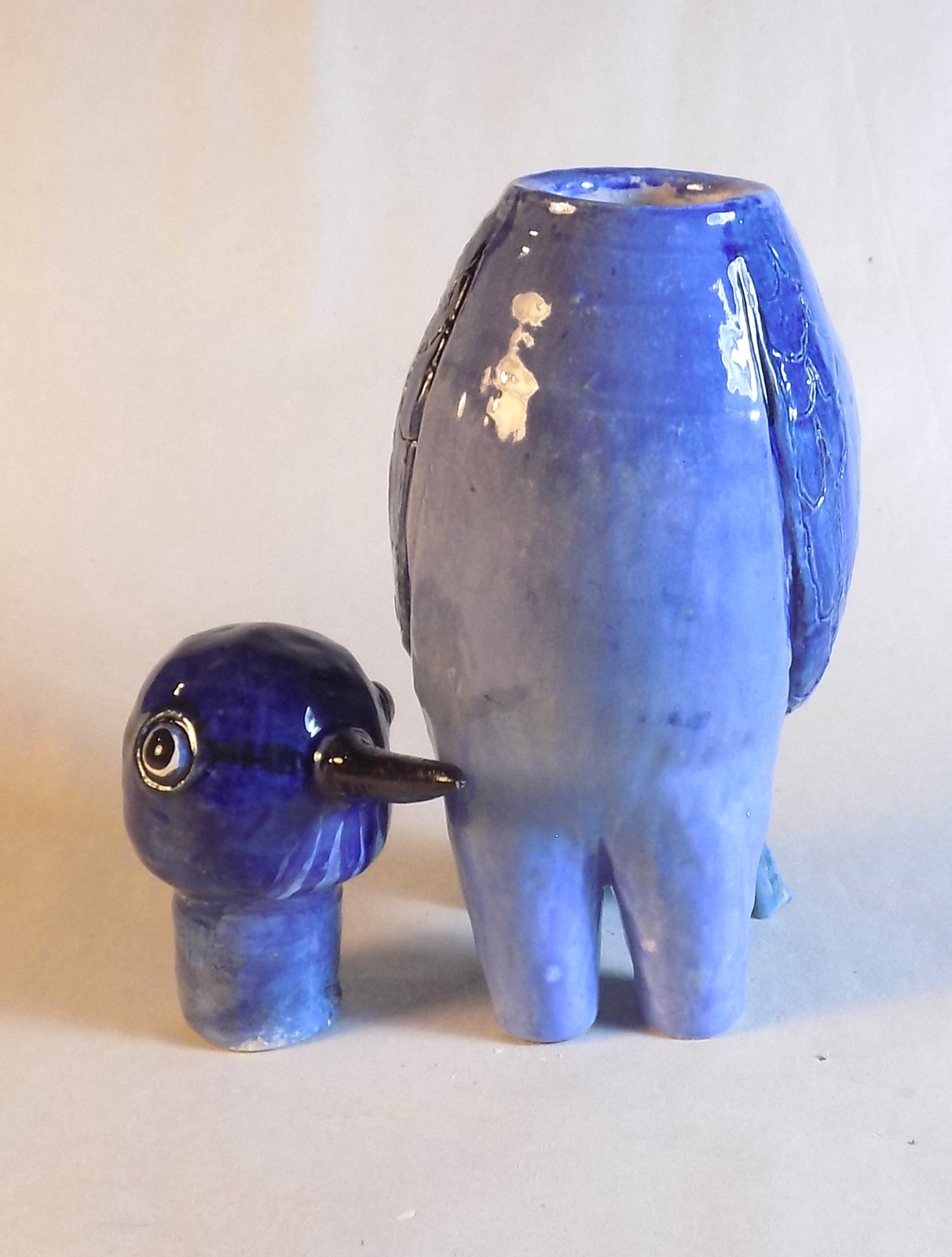 PINYON JAY- Anthropomorphic Spice Jar, Bird Effigy Pot, Herbal Container