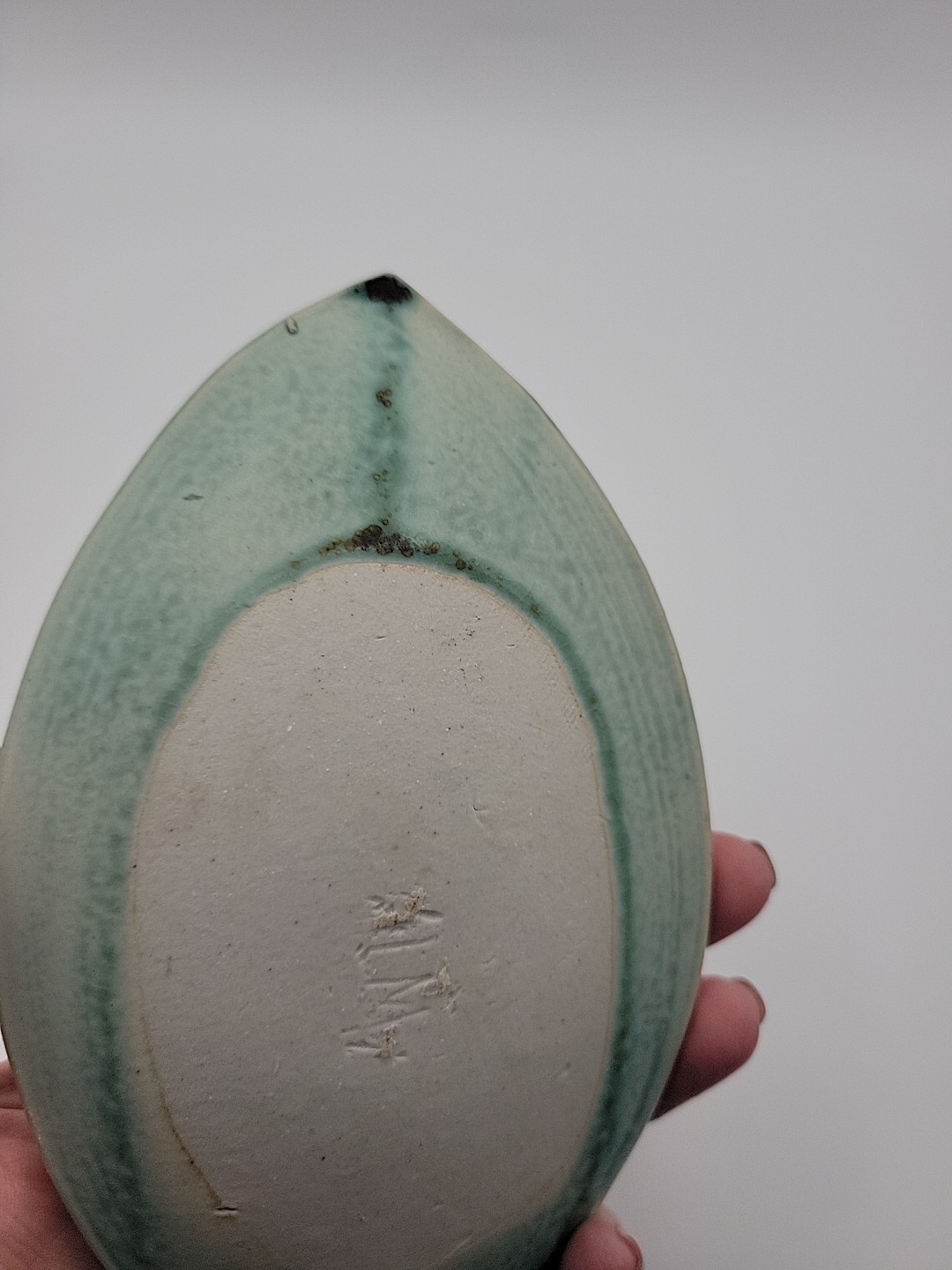Vintage Fern Stem Trinket Dish Handmade Studio Pottery Nature Botanical Unique