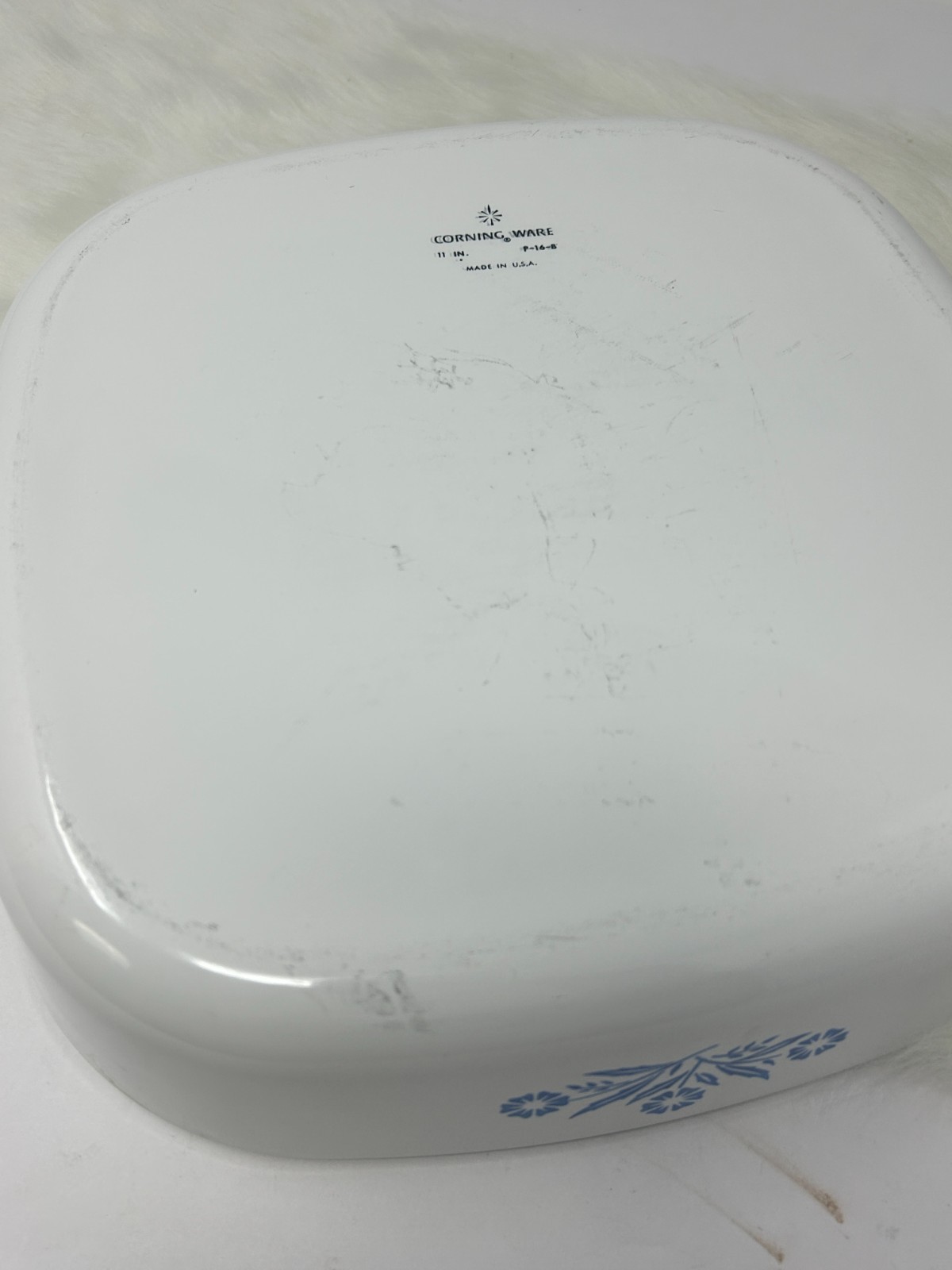 CorningWare P-16-B Blue Floral Square Casserole Dish 11 in Made in USA VINTAGE