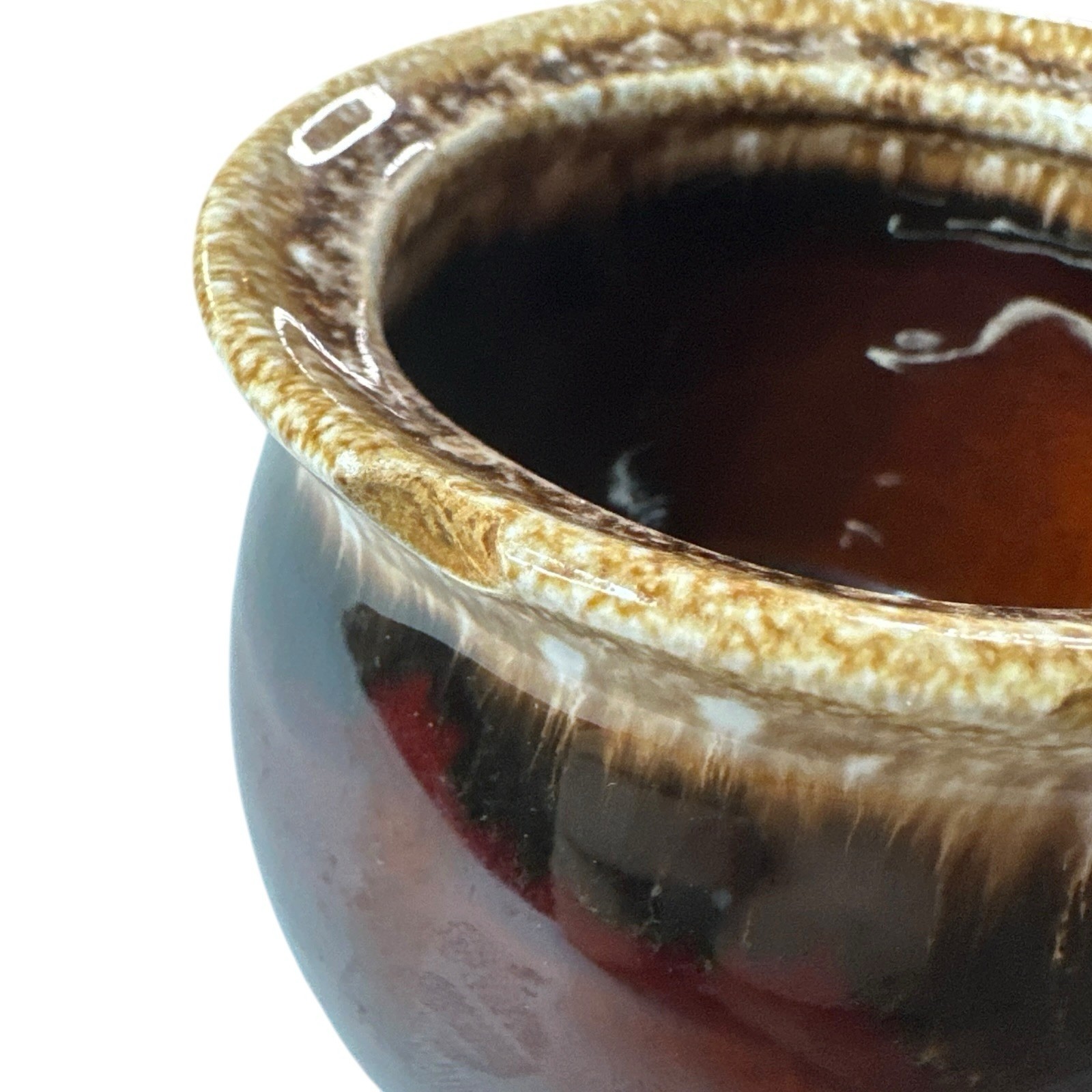 Vintage Hull Pottery Brown Drip Glaze Sugar Bowl Lid Pot Oven Proof USA Rustic