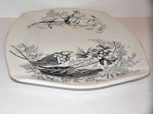 ASHWORTH BROS. 13 3/4″ BLACK TRANSFERWARE VICTORIA IRONSTONE PLATTER USED BIN!