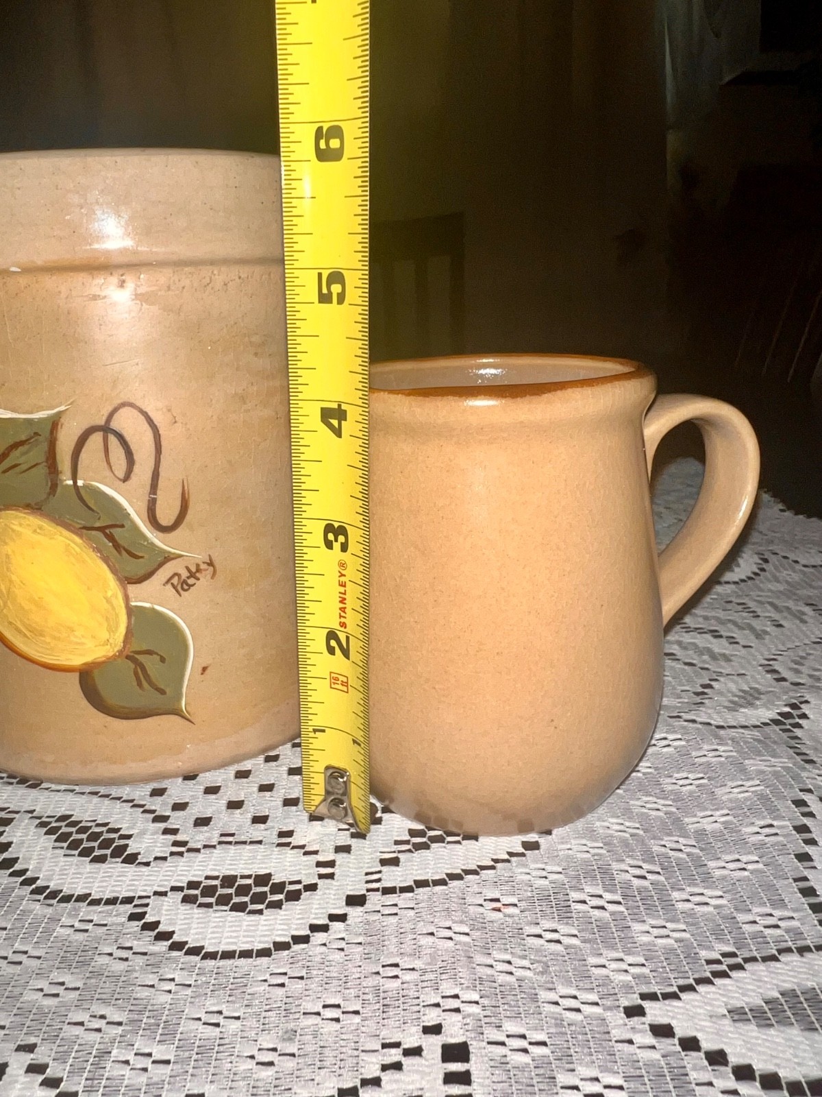 Vintage Hearthside Japan Creamer & Rustic Signed Lemon Pottery Crock Set