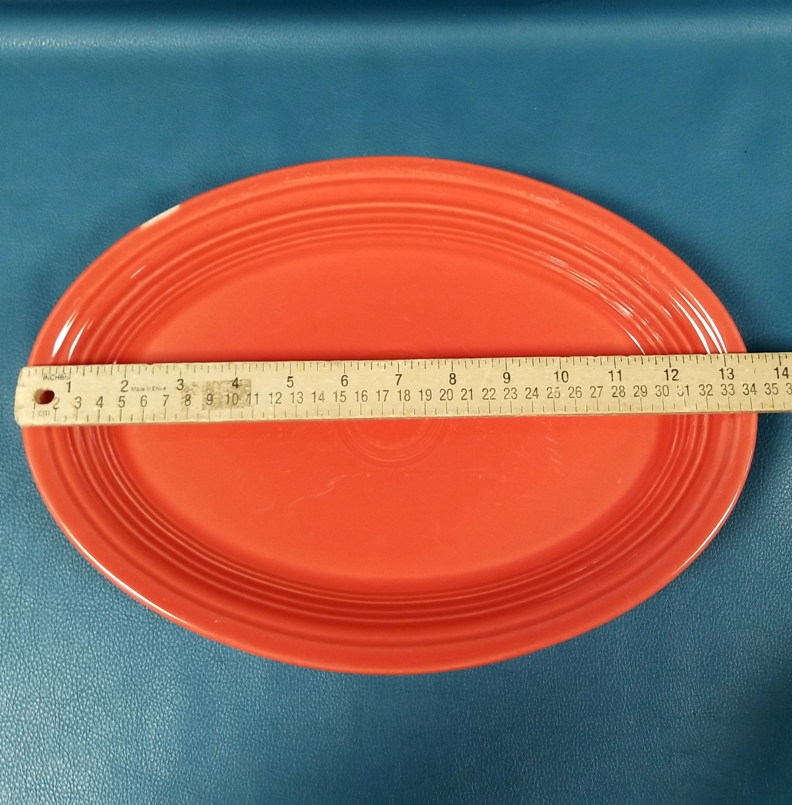 Printed & Embossed Logo Oval Fiesta Ware Serving Platter 13 3/4″ With Flaw