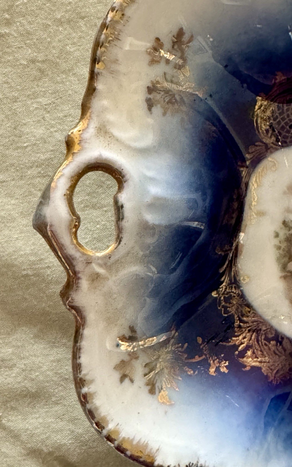 Antique Royal Bavarian Germany Two Sided Portrait Handled Bowl * Ladies & Cherub