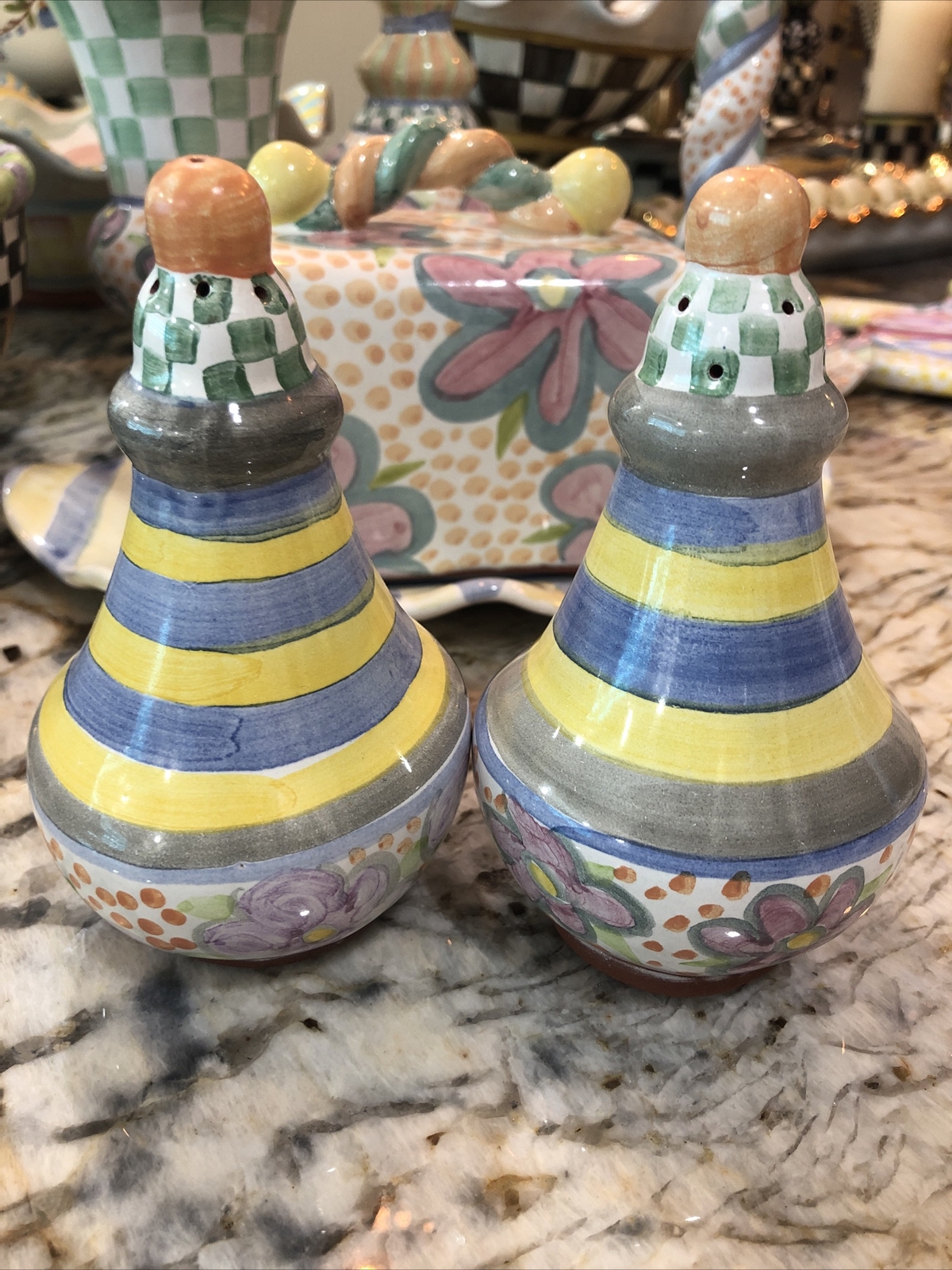 MacKenzie-Childs Ceramic Myrtle Salt & Pepper Shakers 1 Set Of 2