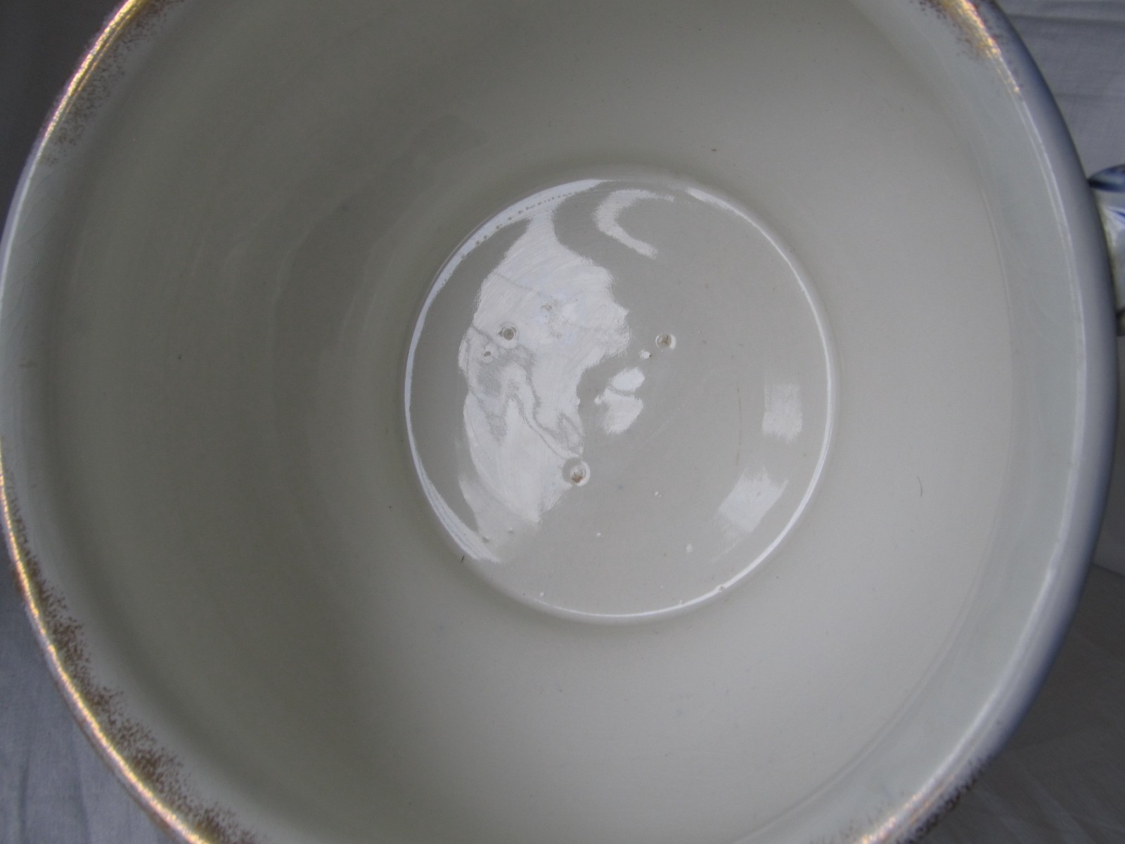 Victorian Flow Blue Chamber Pot Gold Gilt J&G Meakin “Moderna” Antique 1895-1915