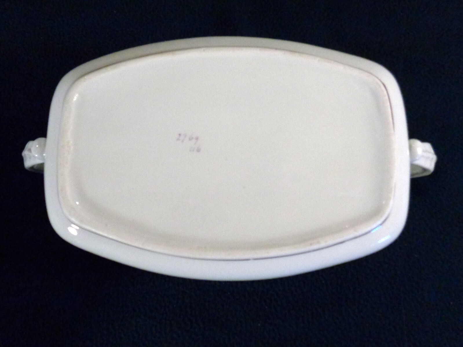 Unmarked Rectangular Covered Vegetable Dish Scalloped Pink Yellow & White Floral