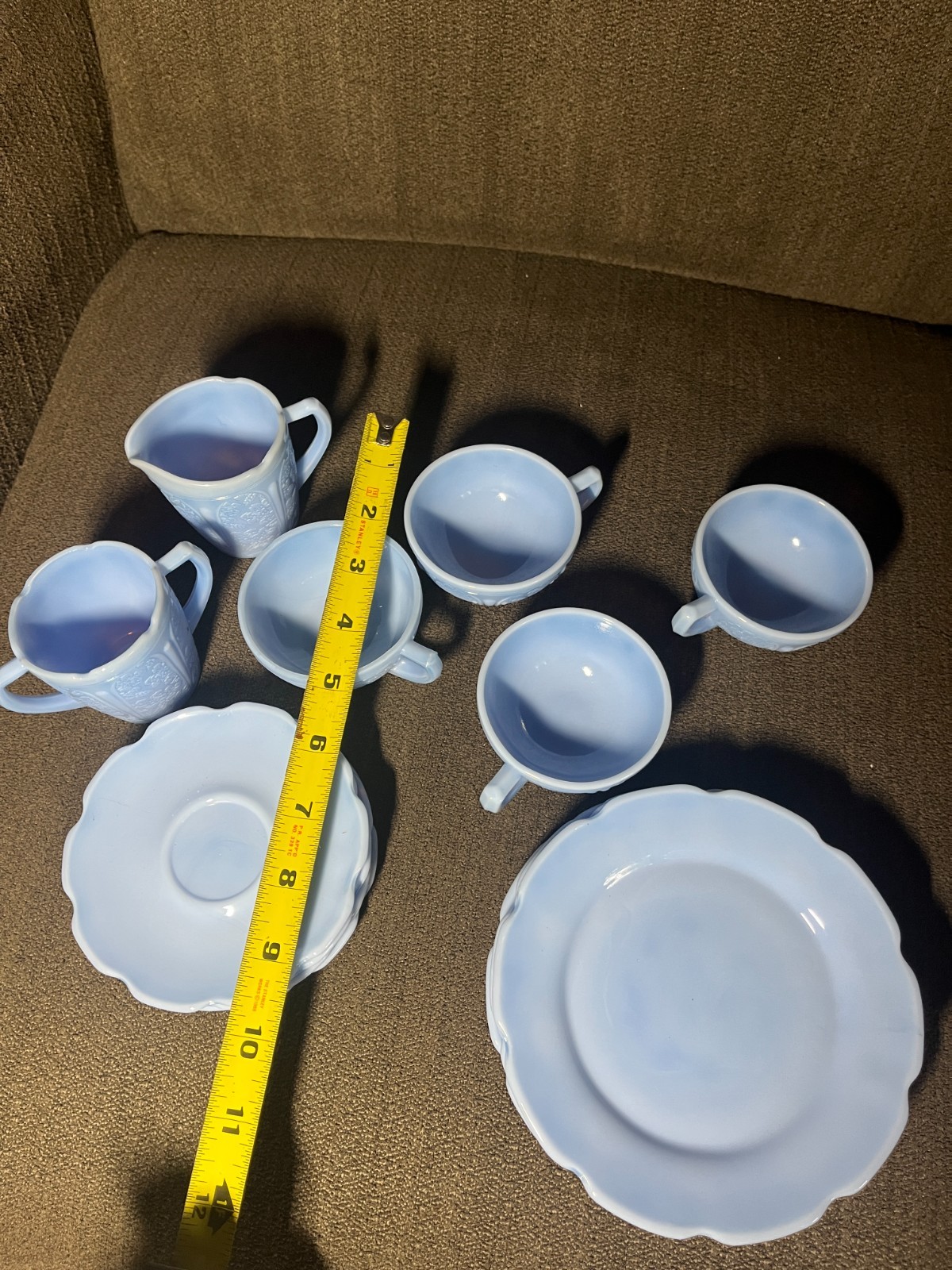 Jeannette CHERRY BLOSSOM DELPHITE BLUE 14 PC CHILD’S DINNER SET ORIGINAL BOX