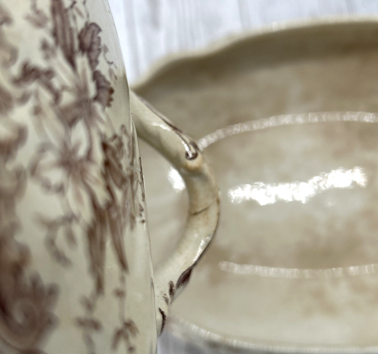 Antique 1800’s Brown Transferware Lidded Vegetable Dish Harvard H&CoC England