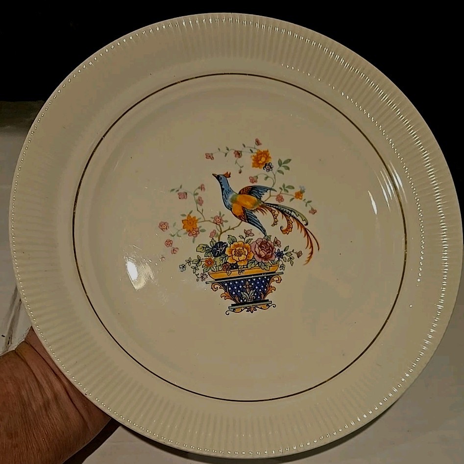 Vintage 23 karat gold VICTORY By SALEM Ohio China Co 10″ BIRD OF PARADISE PLATE