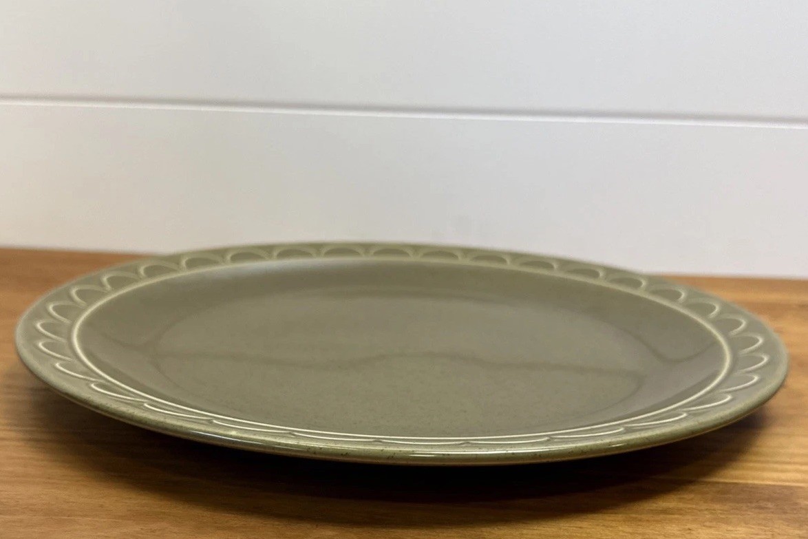 Vintage Homer Laughlin Sheffield Granada Olive Green 12.25” Platter USA
