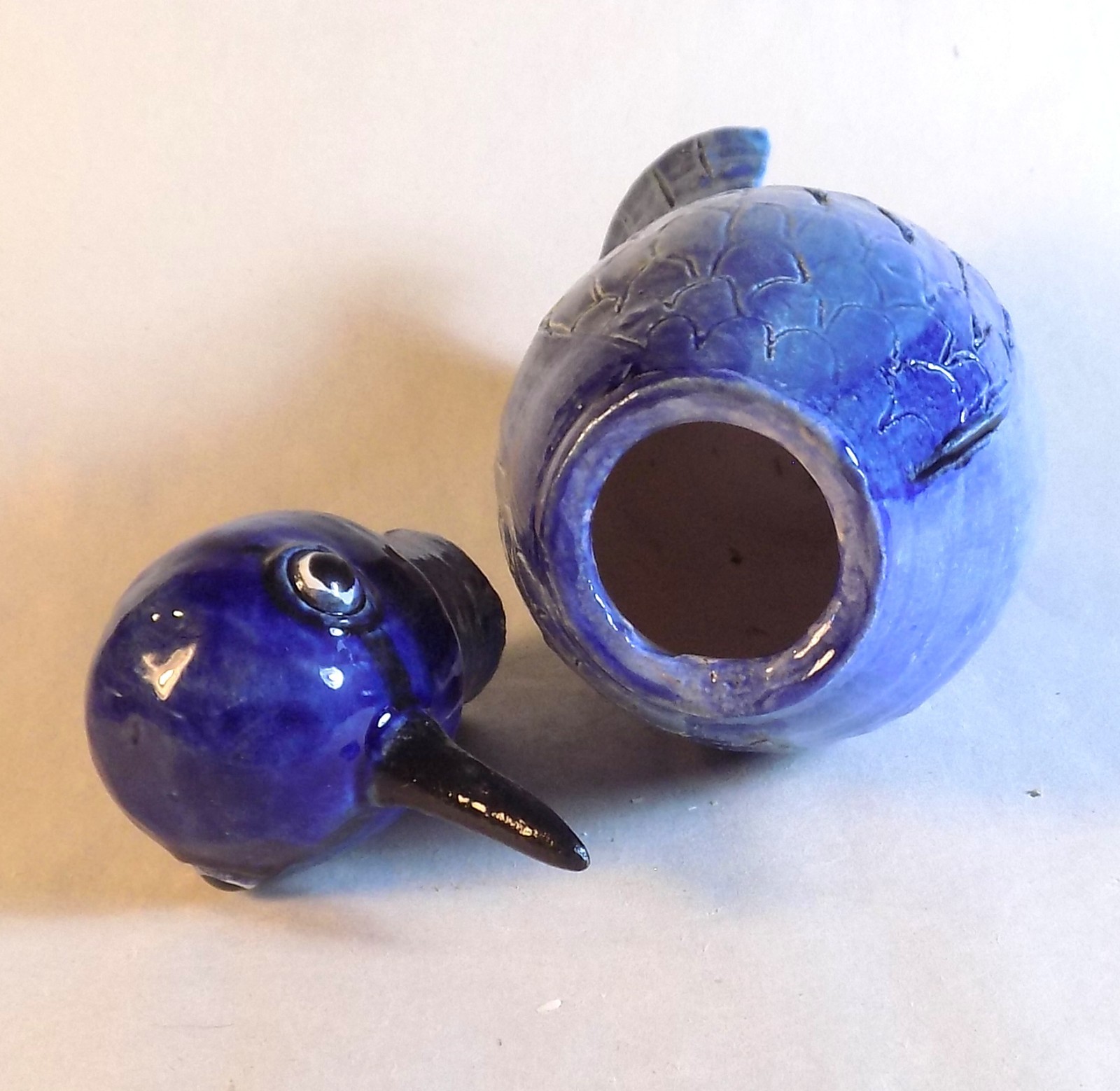 PINYON JAY- Anthropomorphic Spice Jar, Bird Effigy Pot, Herbal Container