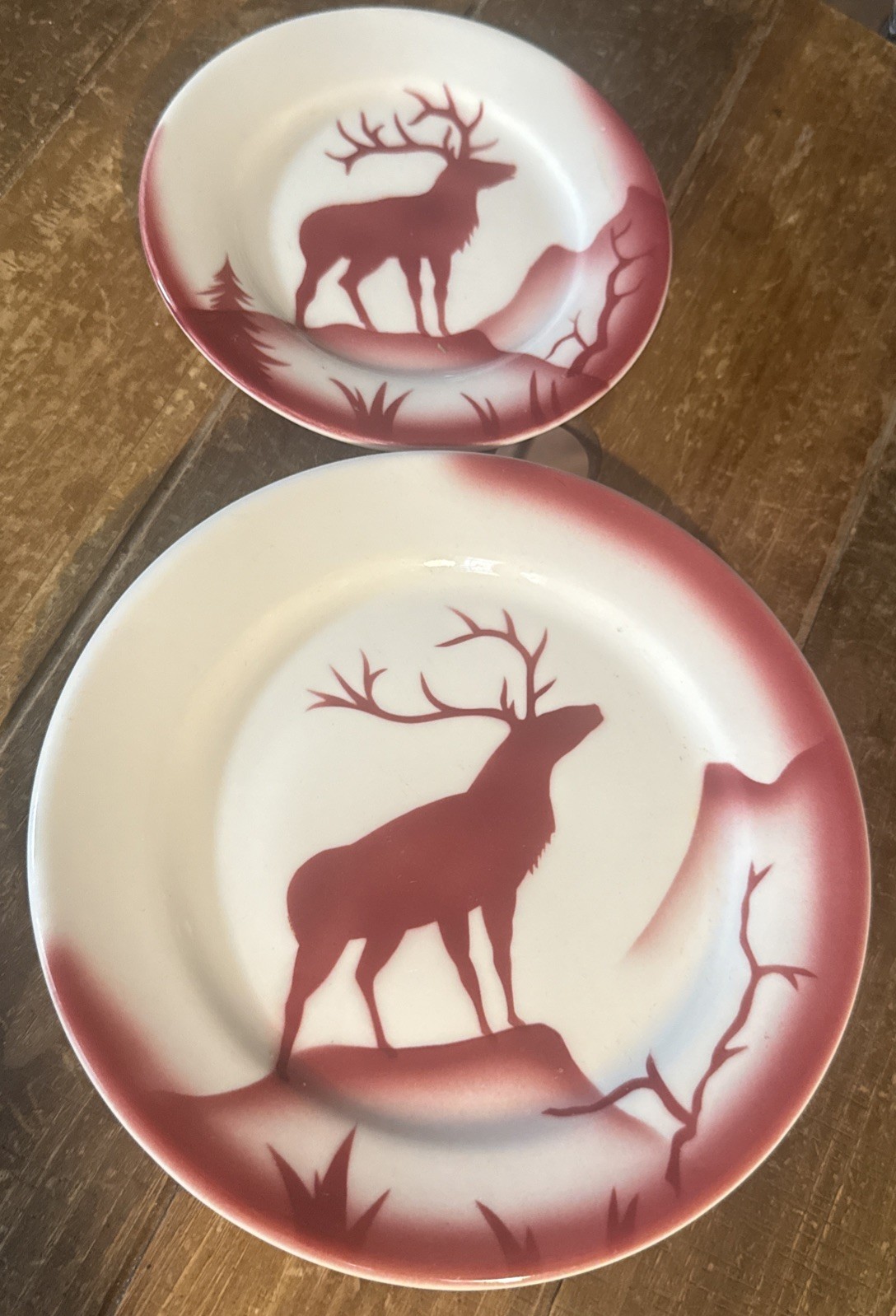 Vintage Jackson China Elk Plates 7 1/4” And 5 1/2” READ