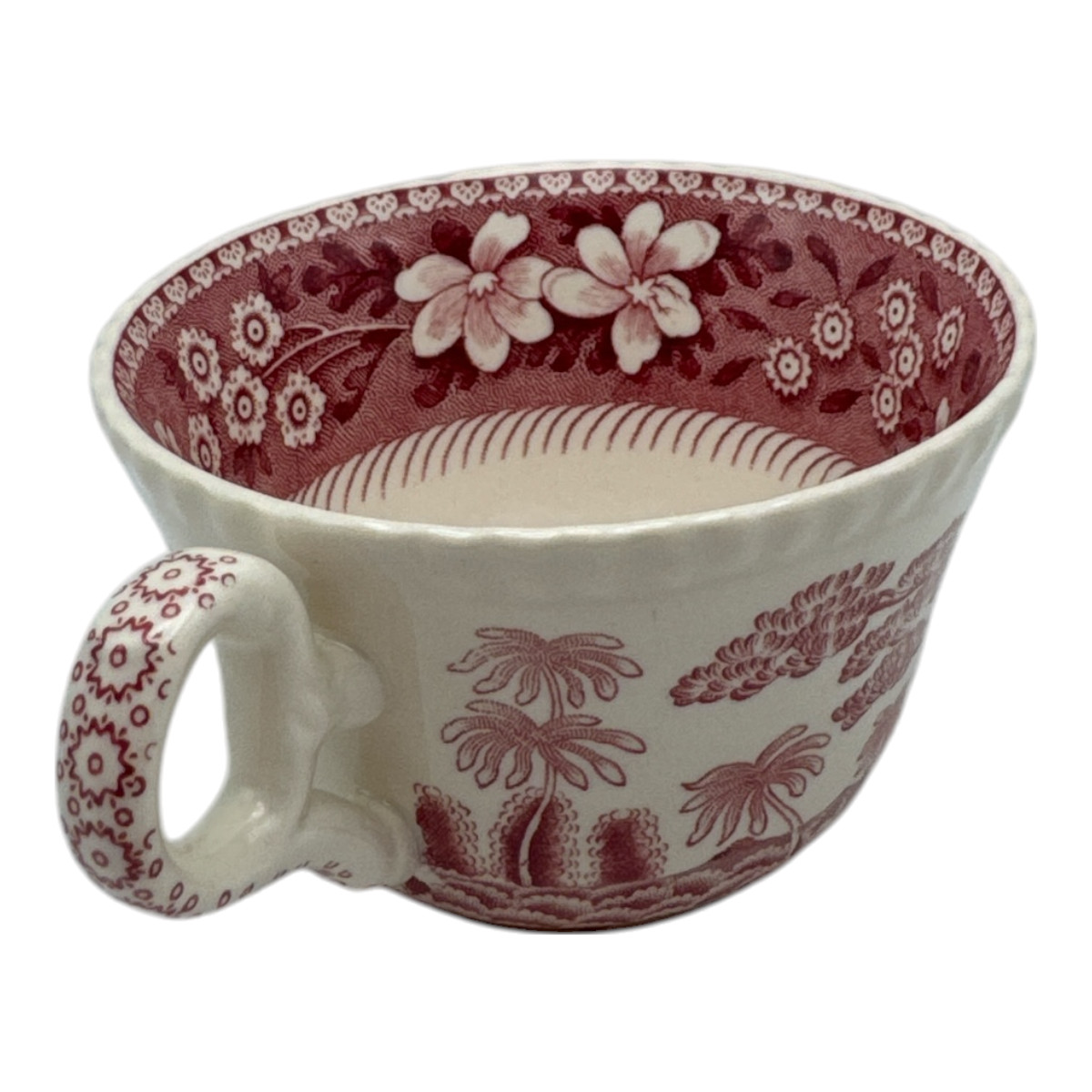 Vintage Copeland Spode Tower Pink Flat Cup Coffee Tea Set of 6 & Stand Old Stamp