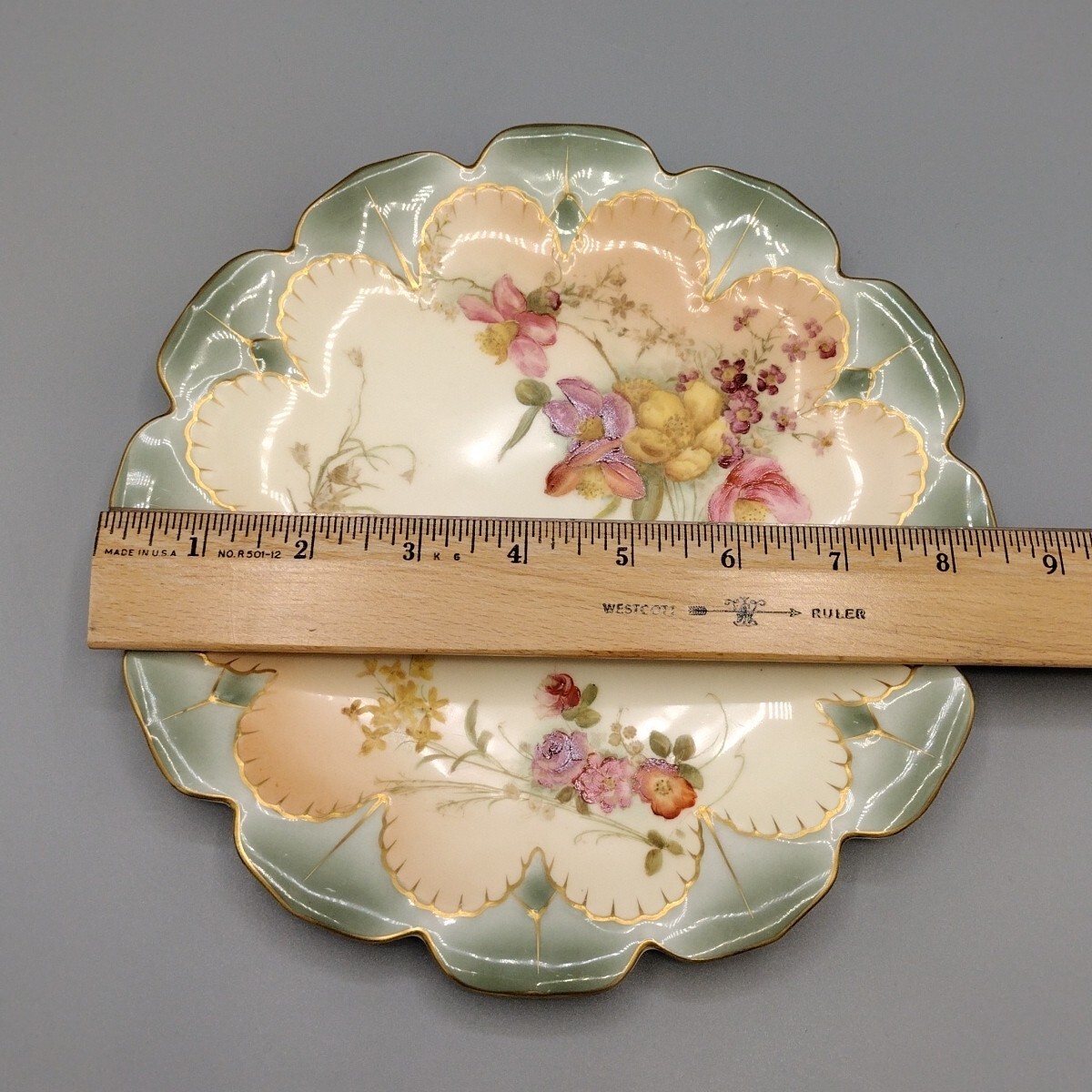 Royal Worcester Plate England Bone China 8½” Sage Scalloped Signed Antique Rare