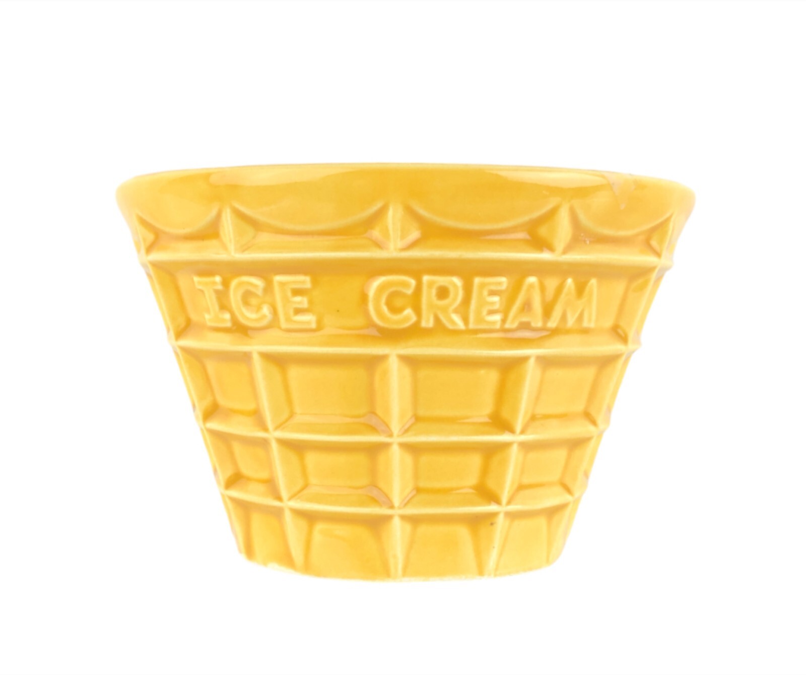 Vintage FTD 1986 Japan Ceramic Waffle Ice Cream Cone Bowl / Planter