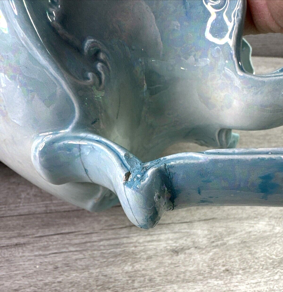 Vintage Arnel’s Blue Pearl Ceramic 10″ Pitcher & 15.5″ Oval Basin Set