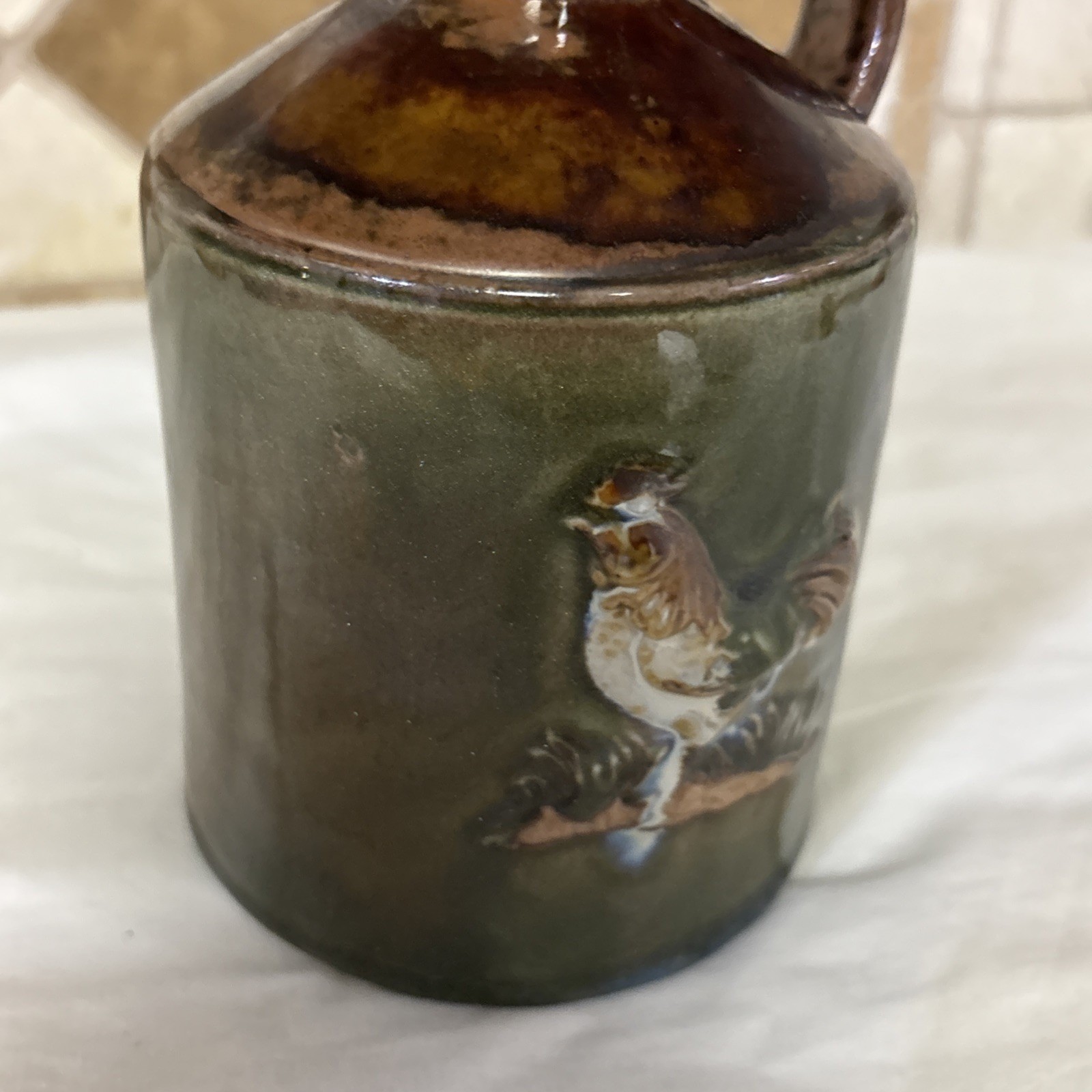 Vintage Rooster Country Clutter Stoneware Jug