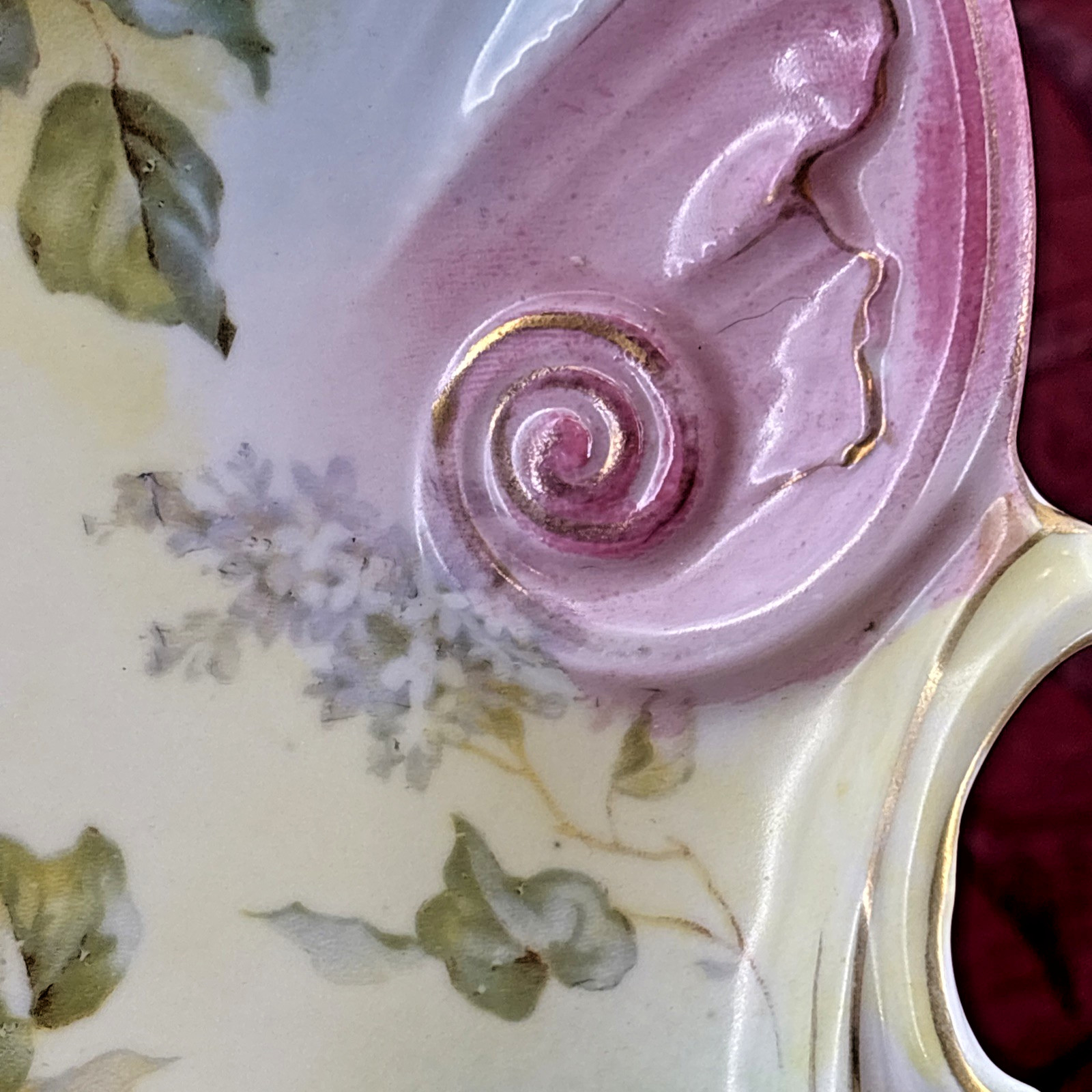 RS Prussia Harvest Mold Porcelain Plate Intricate Cut Outs Swirls Hand Painted