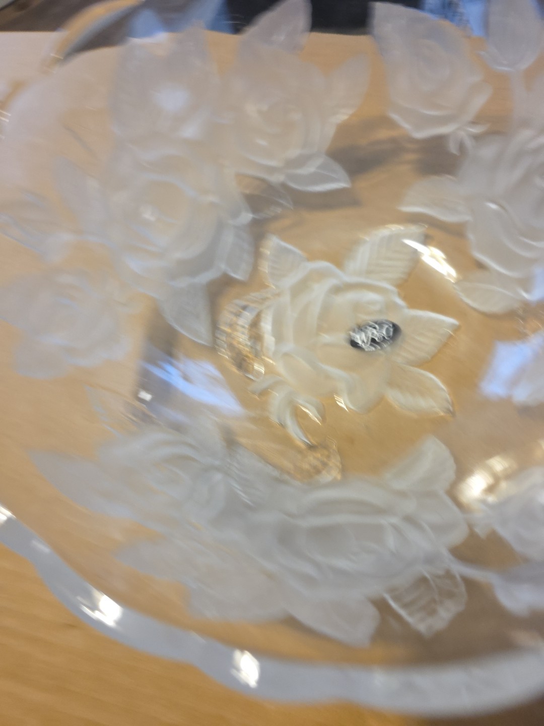 WP&G Made In Japan Flower Crystal Glass Floral Bowl