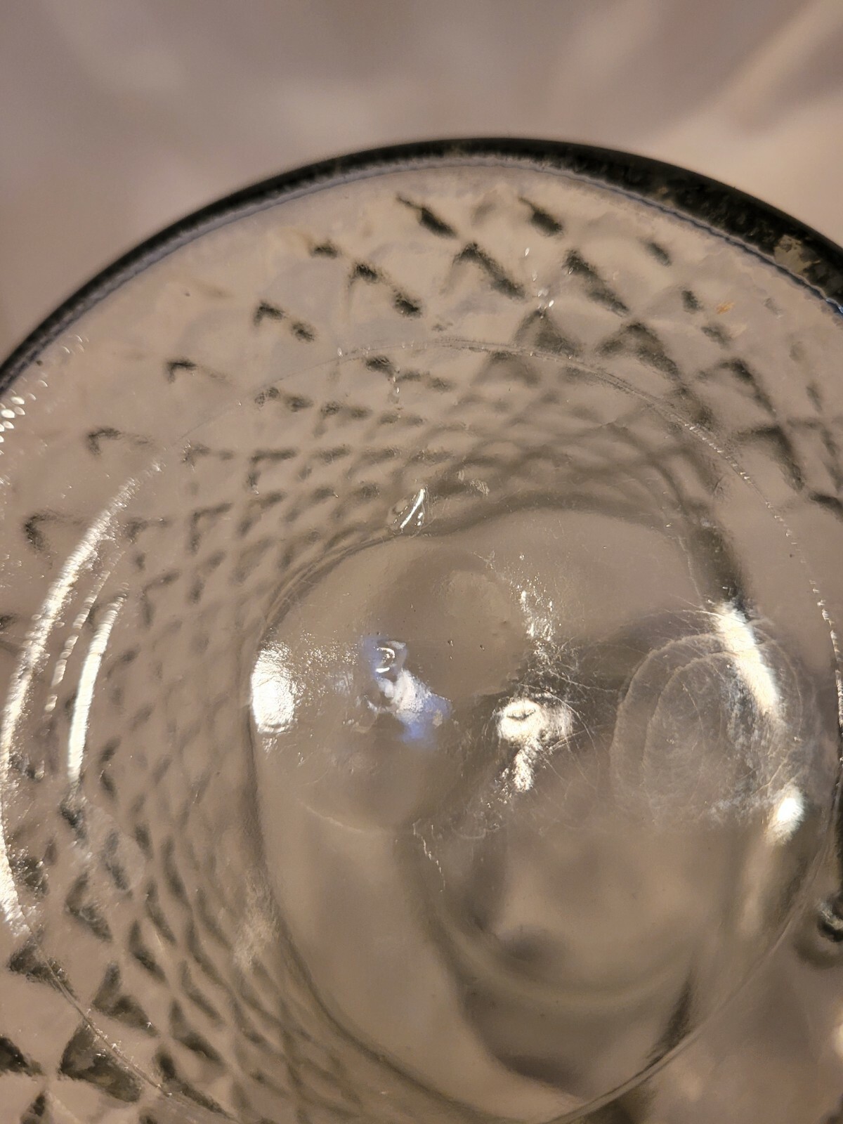 Vintage Juice Pitcher Mid-Century Diamond Pattern Clear Recessed Handle