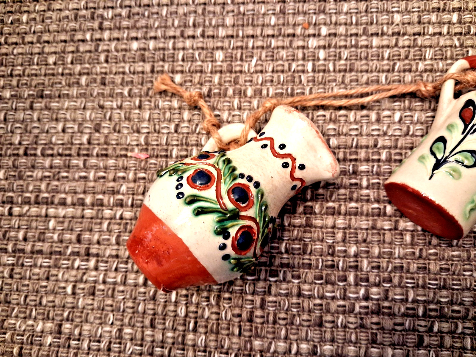 Set of 3 Miniature Romanian Hand-Painted Floral Pottery Jugs 3 Inches
