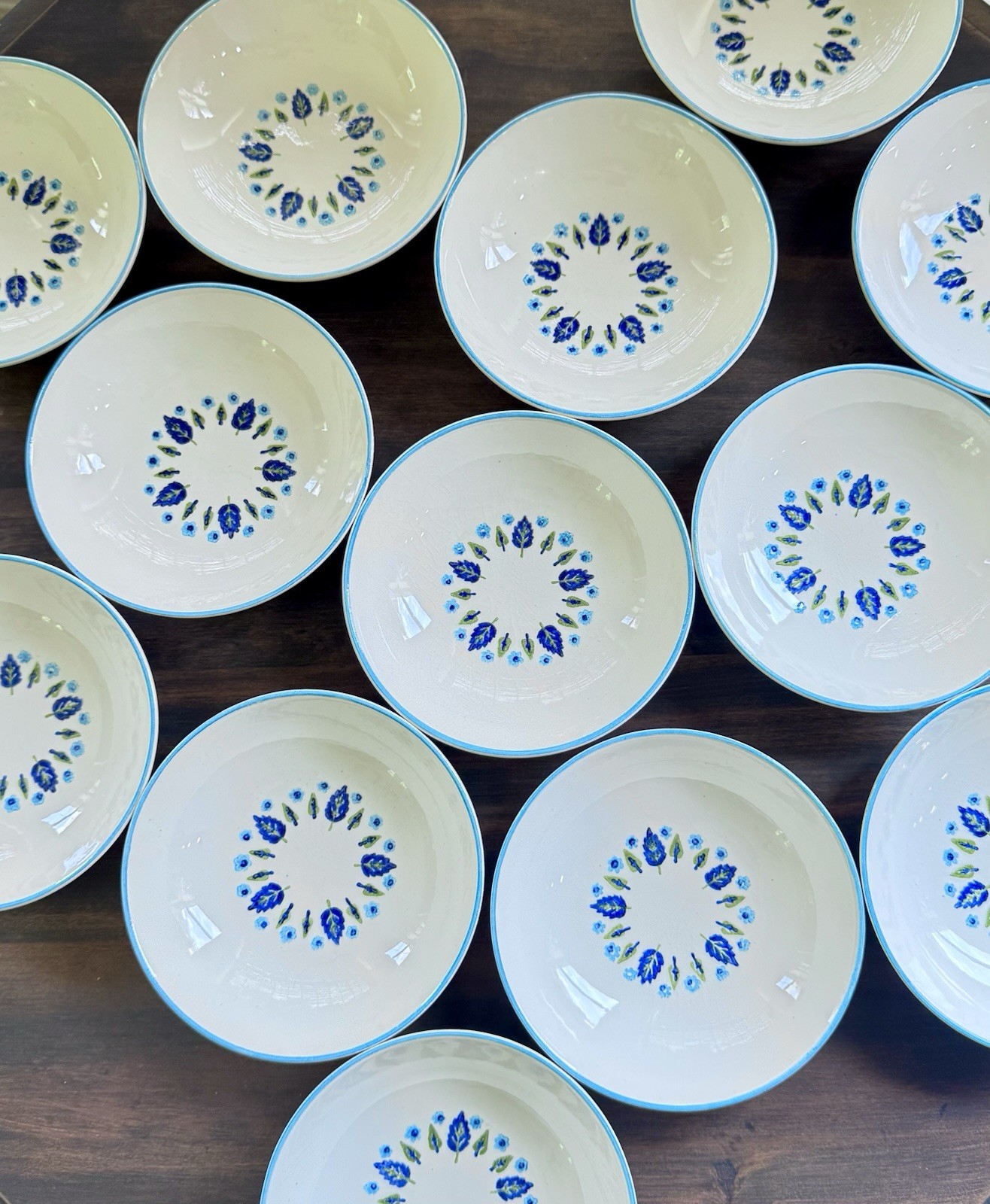 Vintage MCM Marcrest Swiss Alpine Chalet Berry/Dessert Bowls 5 1/4″ Set Of 13