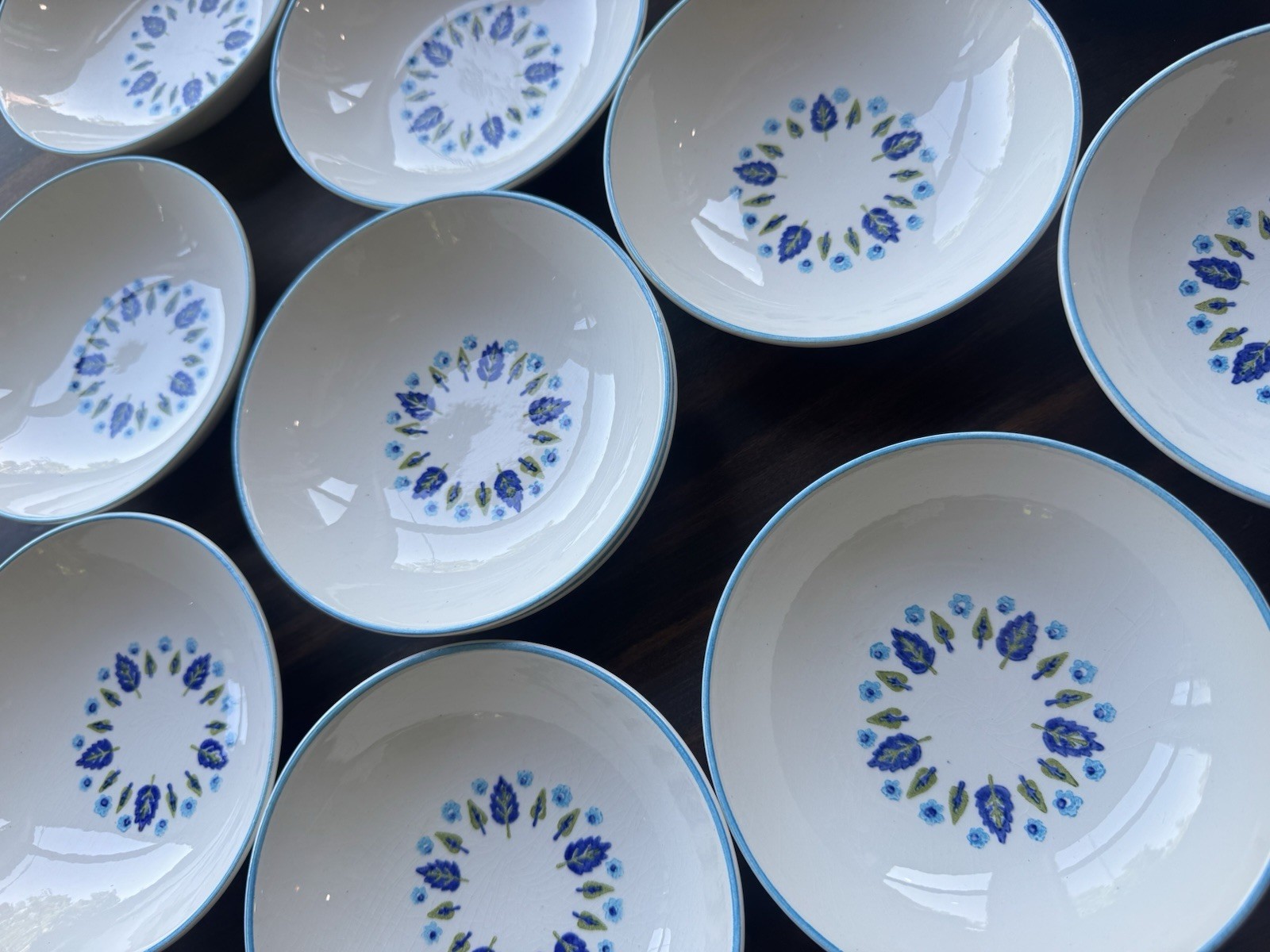 Vintage MCM Marcrest Swiss Alpine Chalet Berry/Dessert Bowls 5 1/4″ Set Of 13