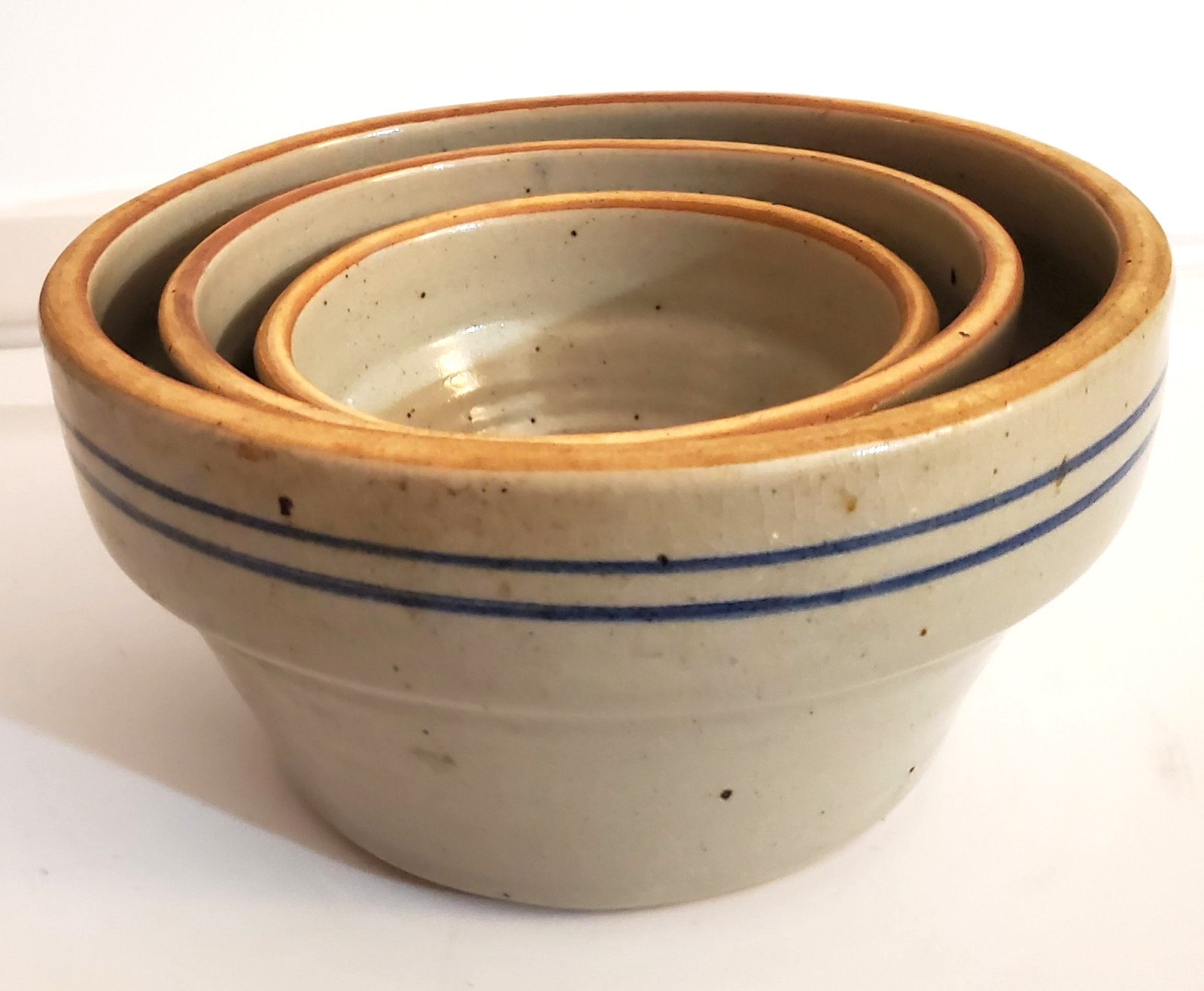 Vintage JERRY BROWN Pottery 3 Nesting Mixing Bowls Hamilton Alabama 10/94