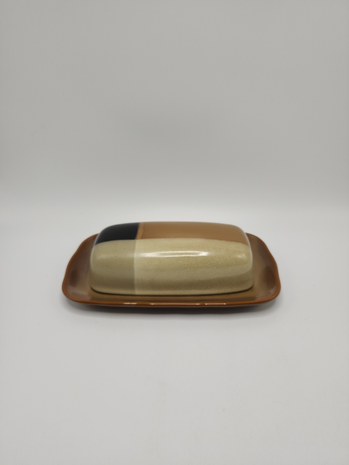 Sango “Gold Dust Black” Covered Butter Dish
