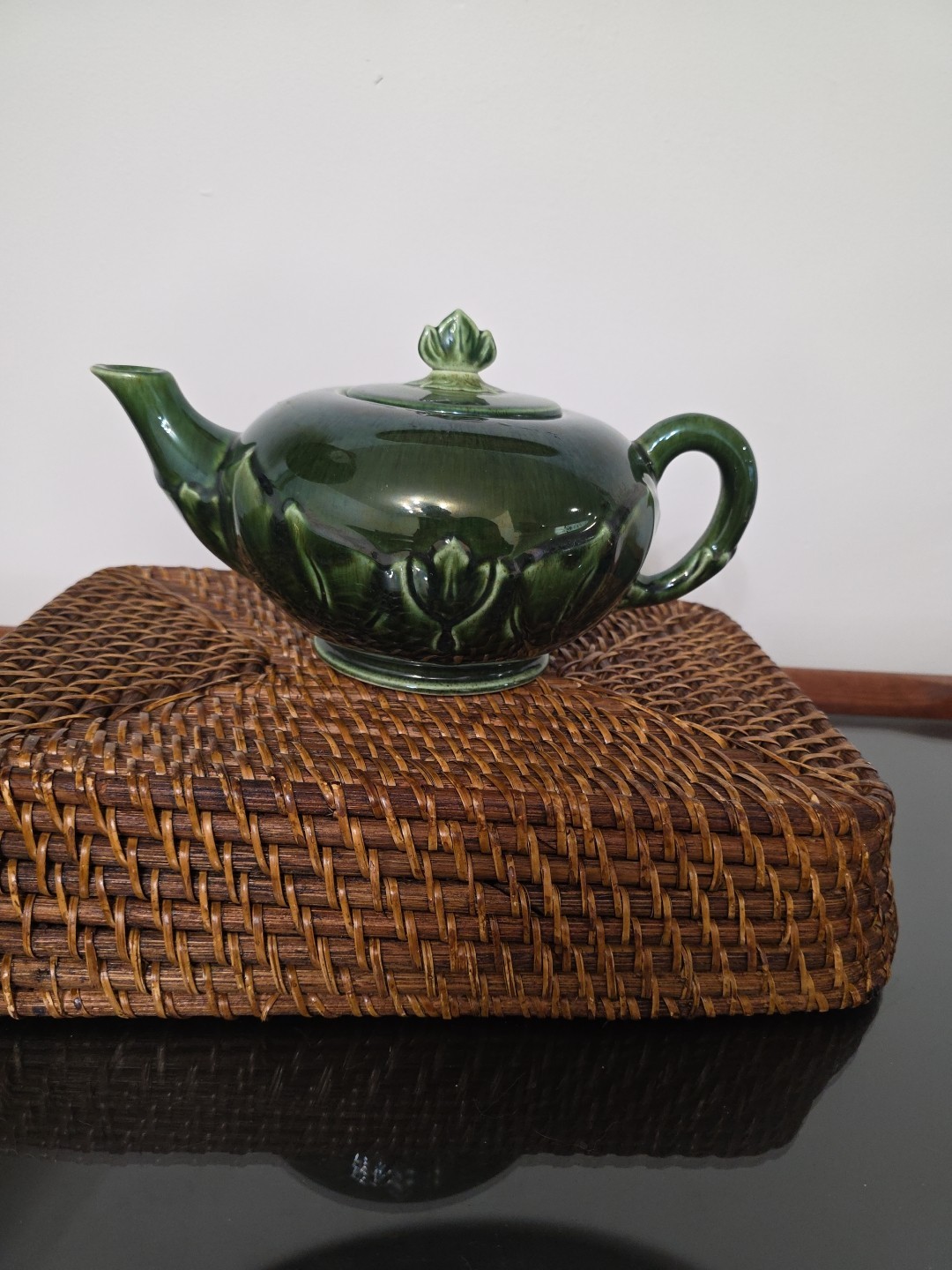 Steubenville Woodfield China Teapot Dark Green Leaves