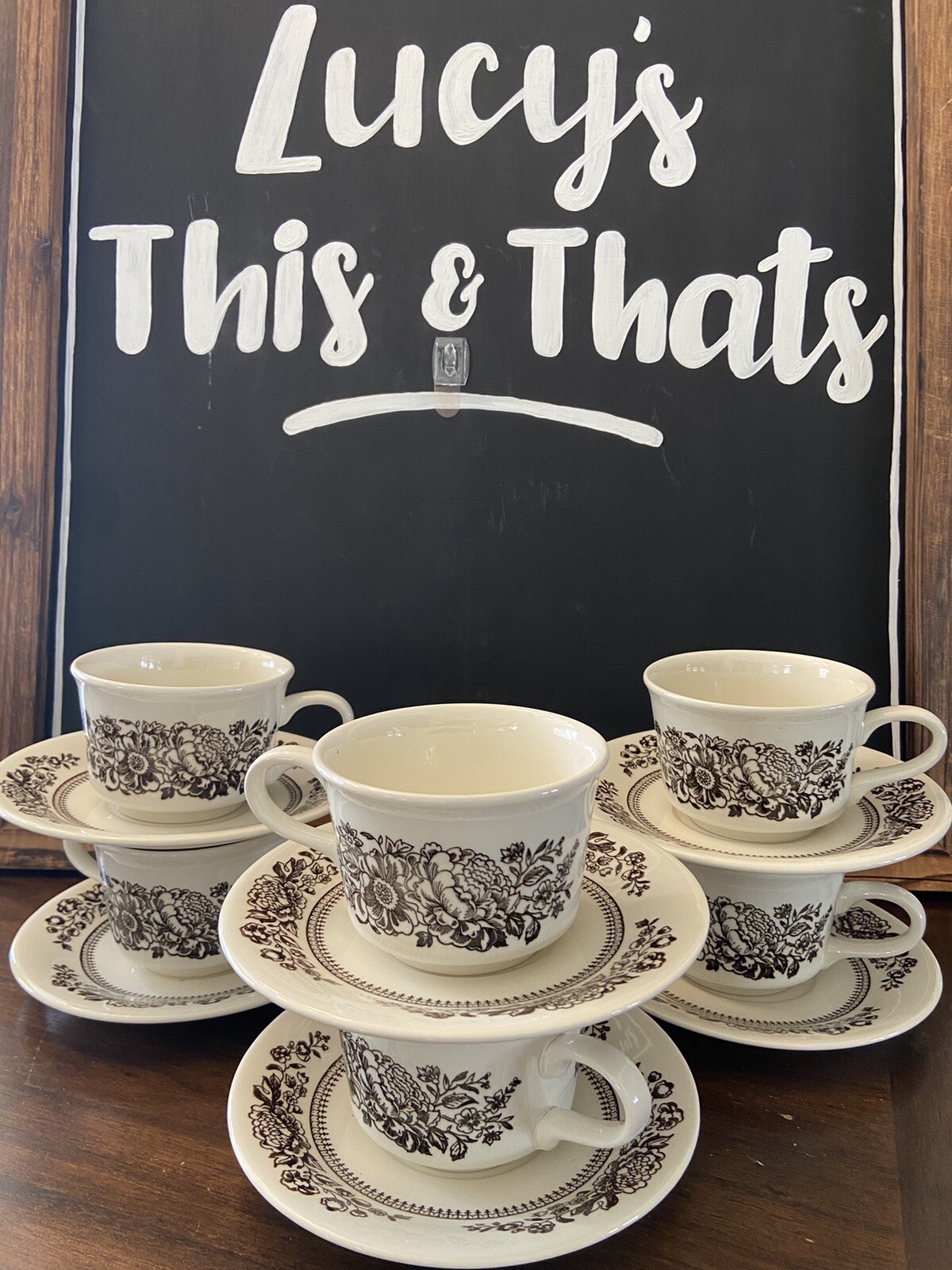 6 MCM Royal China Transferware USA Sussex Coffee Tea Cups And Saucers