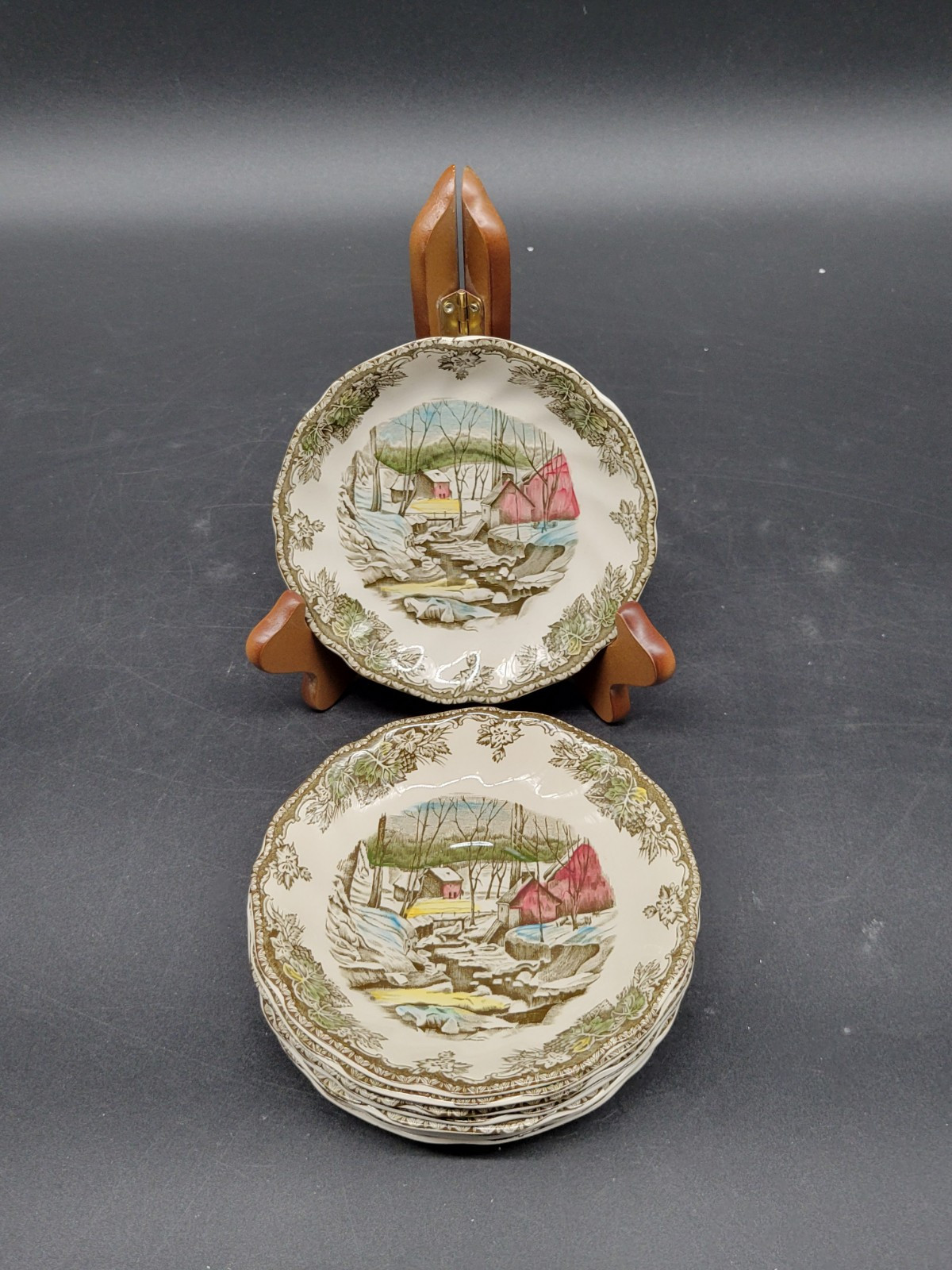 Johnson Bros The Friendly Village “The Ice House” Saucers 5 1/2 Inches England