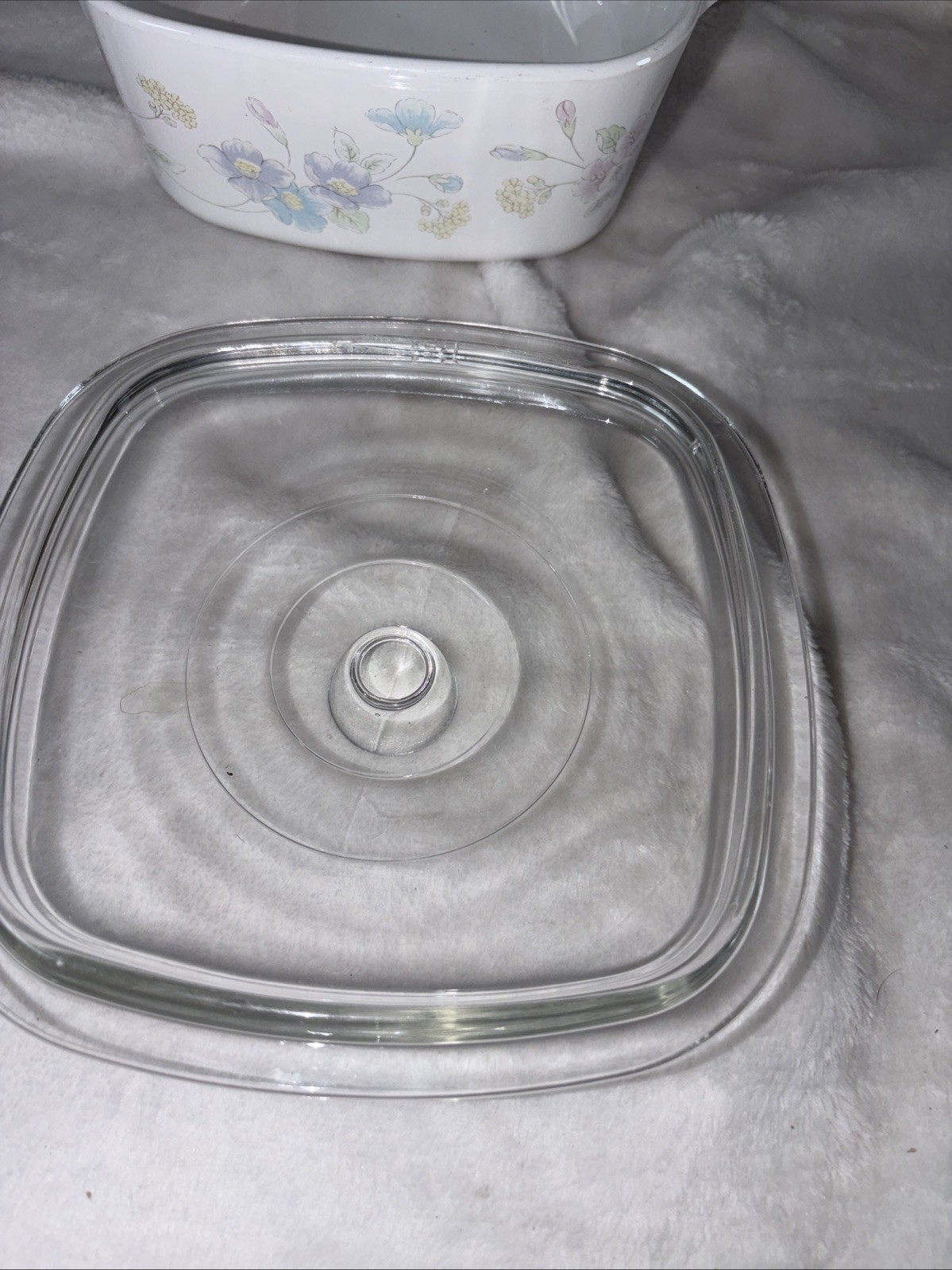 Vintage Corning Ware Pastel Bouquet Casserole Dish Pyrex Lid 1.5 Liter No Chips