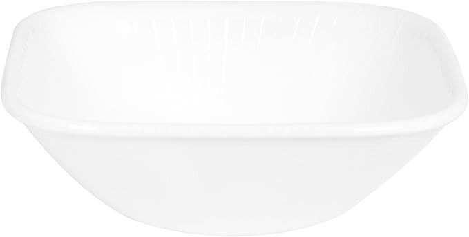 Corelle Square Pure White 22 oz Cereal Bowls – Set of 4, Chip‑Resistant Glass